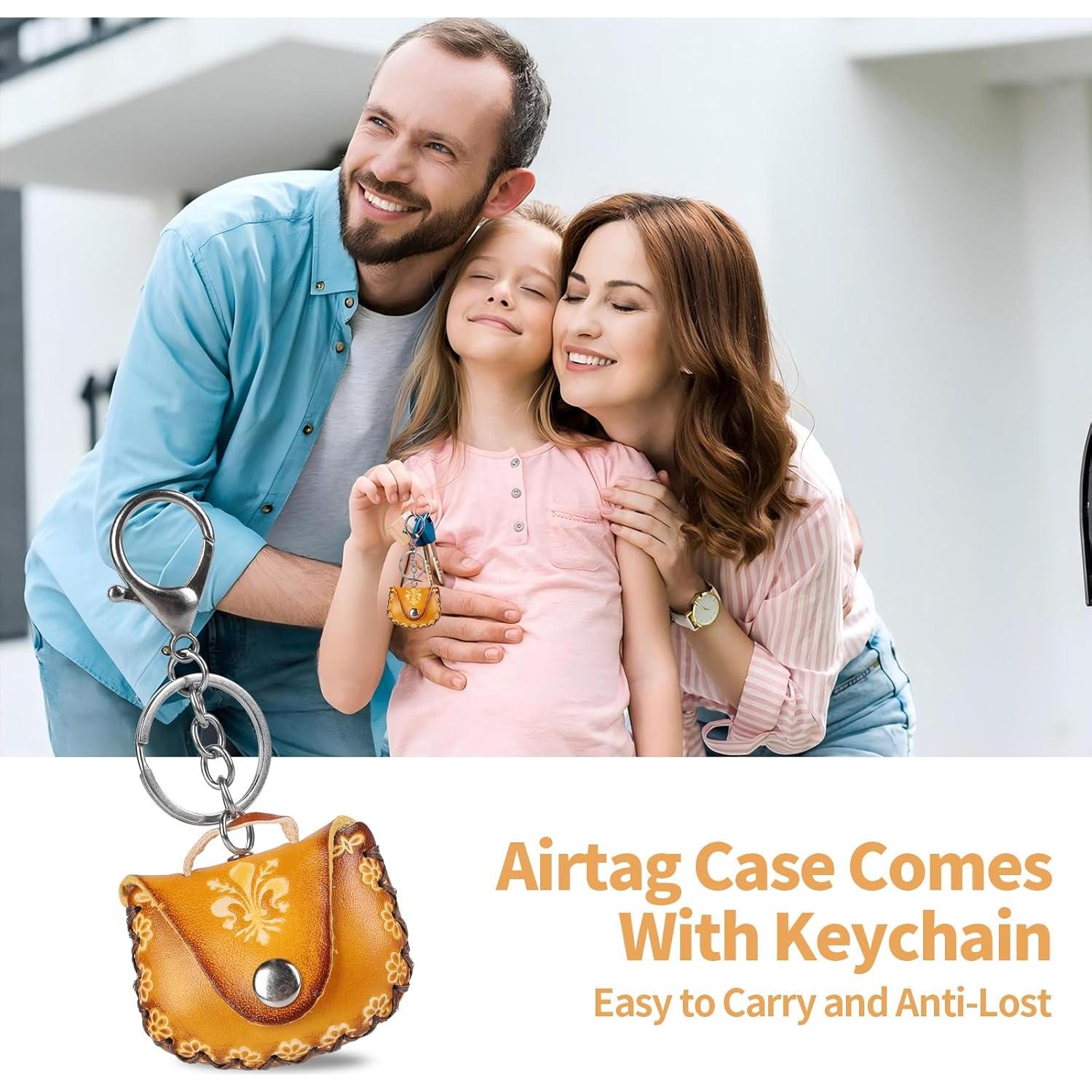 Funda de cuero genuino para AirTag ZZBBFDJY marrón vintage