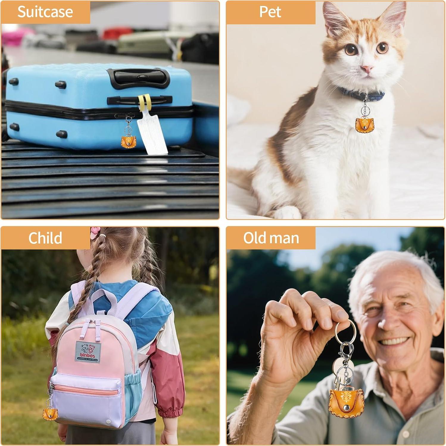 Funda de cuero genuino para AirTag ZZBBFDJY marrón vintage