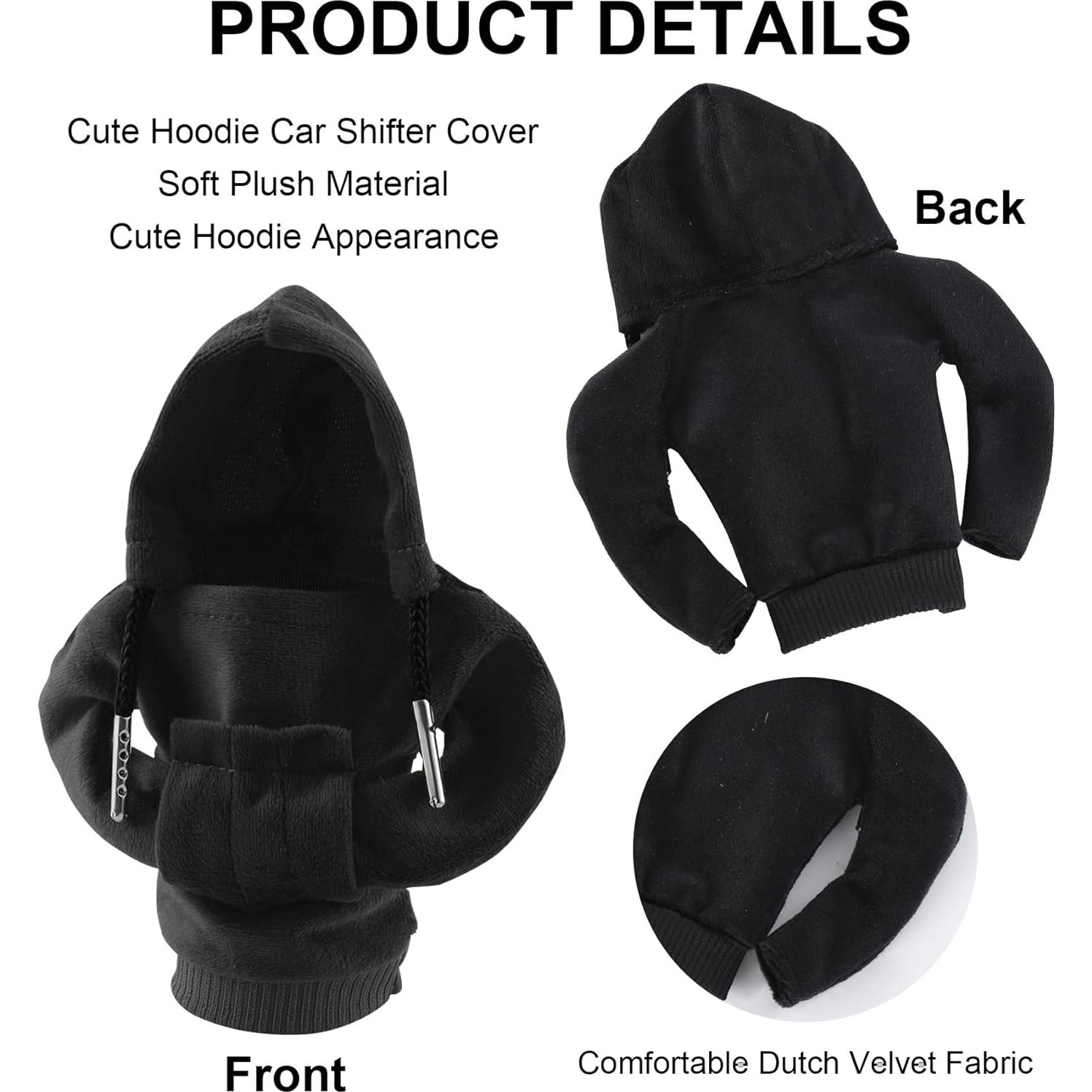 Urehepo Car Gear Shift Cover, Automotive Shift Knob Cover Hoodie for Car Decoration, Universal Fit Shift Gear Cover, Cute Car Interior Accessories(Black)