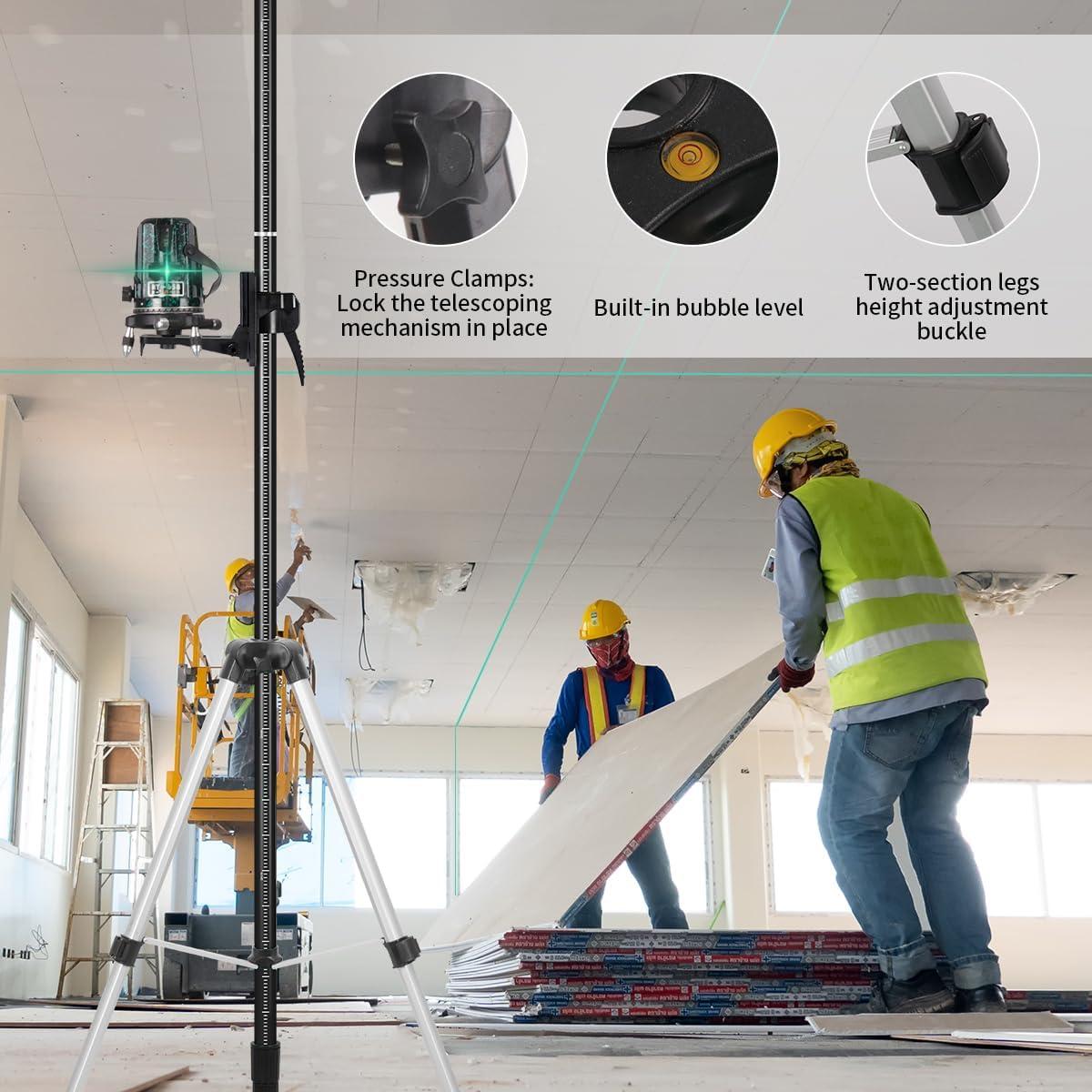 Poste Telescópico de Nivel Láser SMTOER 3.7m con Trípode