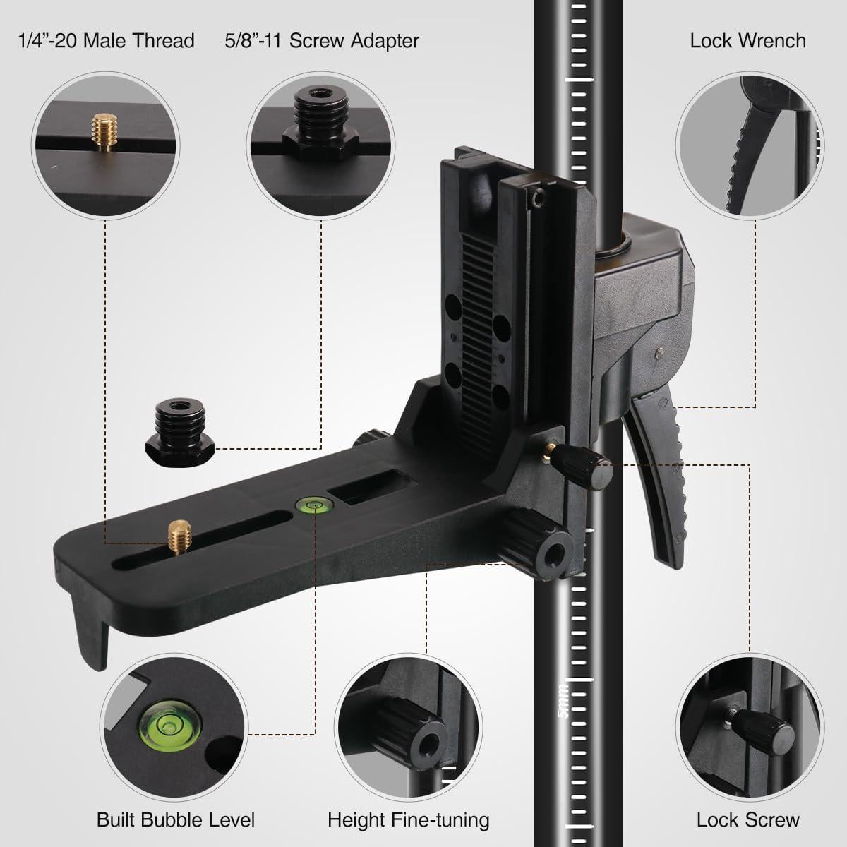 Poste Telescópico de Nivel Láser SMTOER 3.7m con Trípode