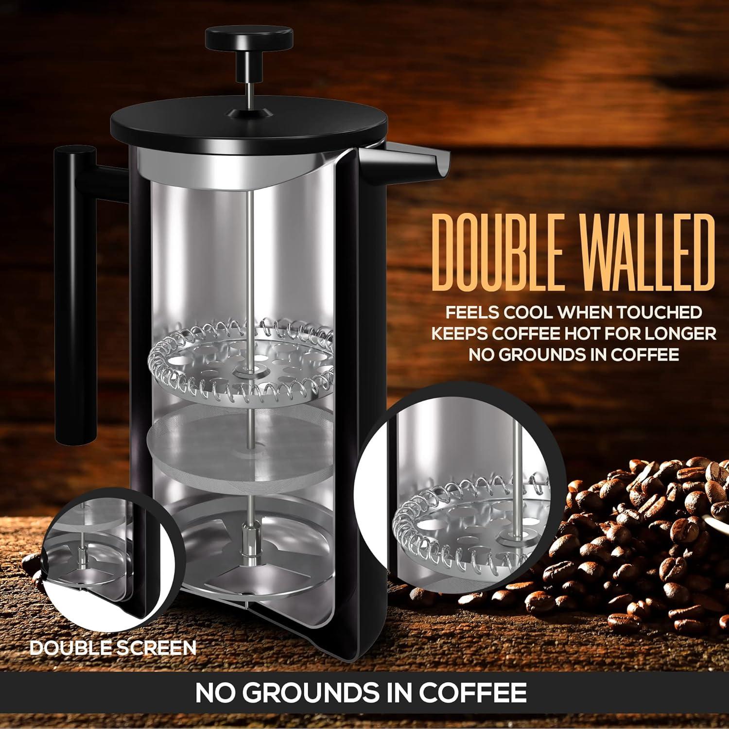 Prensa Francesa Utopia Kitchen 12 Oz Acero Inoxidable Doble Pared