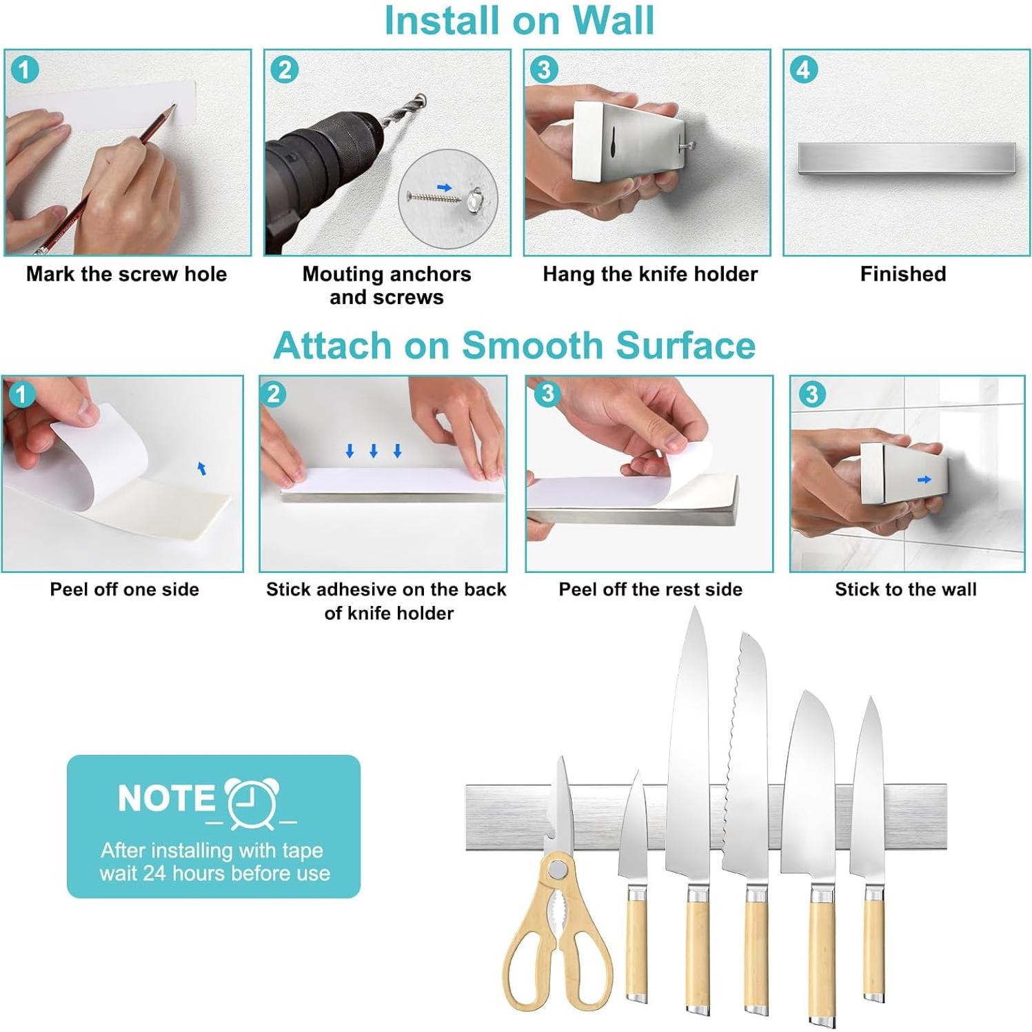 Soporte Magnético para Cuchillos HEREOF 25.4 cm Acero Inoxidable