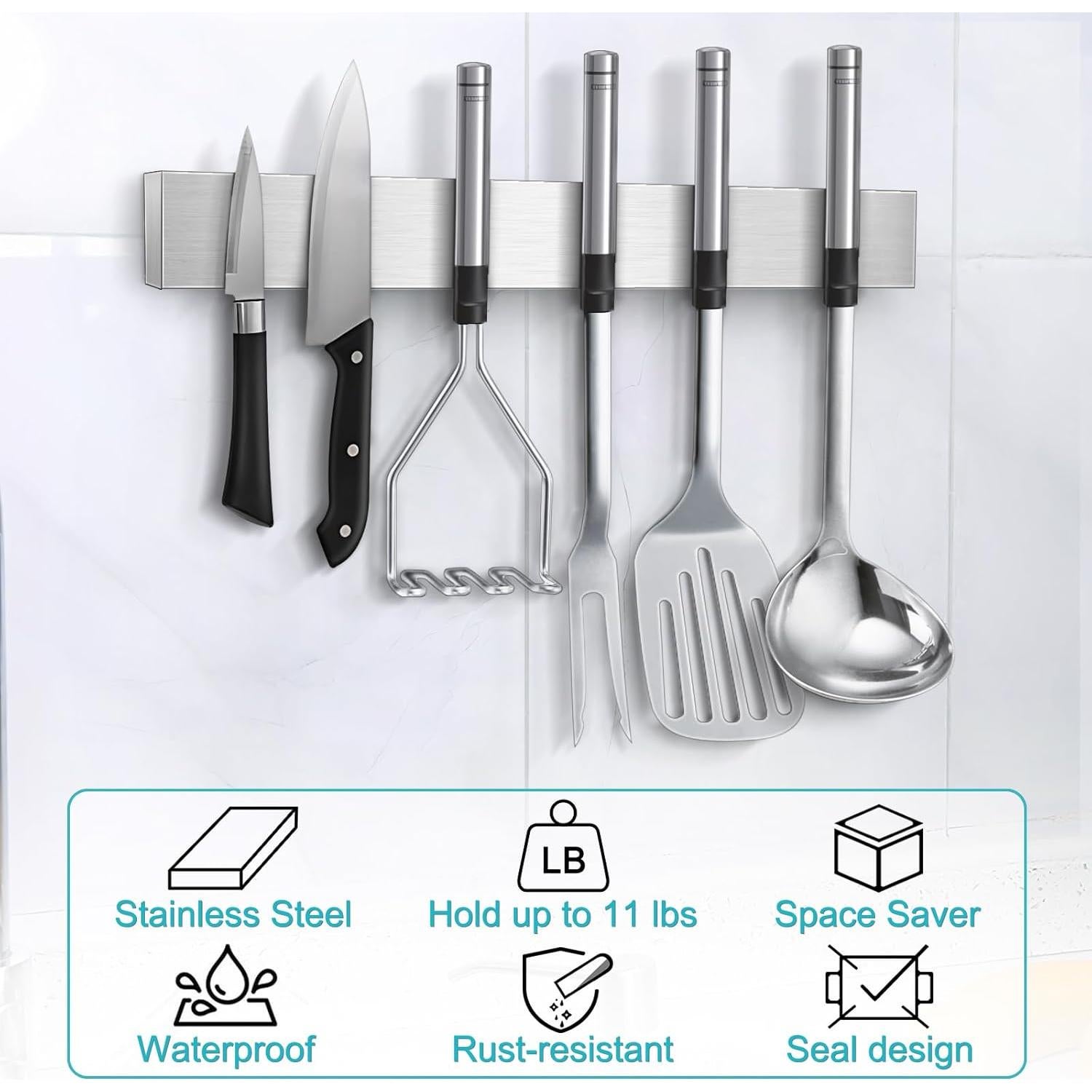 Soporte Magnético para Cuchillos HEREOF 25.4 cm Acero Inoxidable