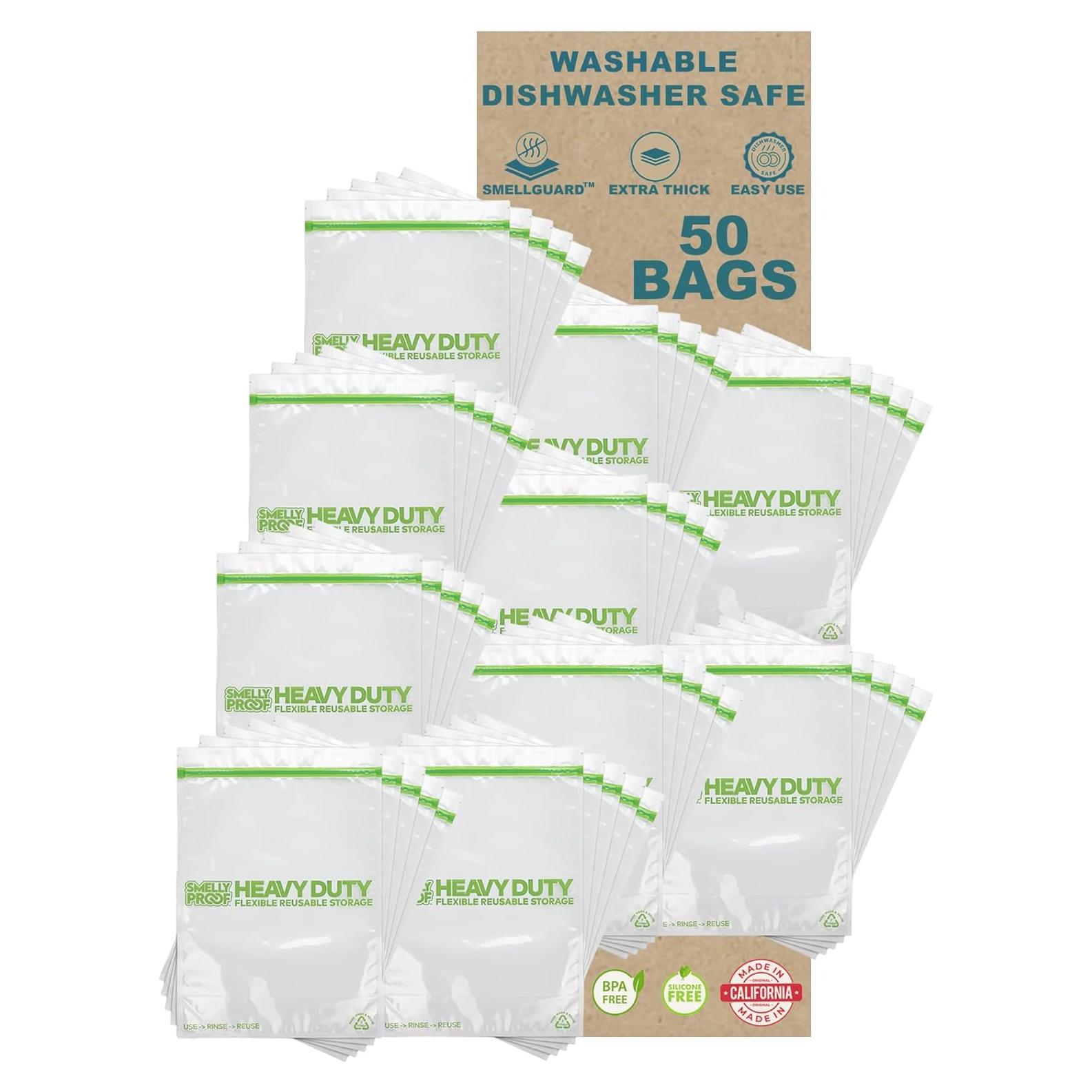 50 Bolsas Reutilizables Ziplock Smelly Proof 2 Galones XXL