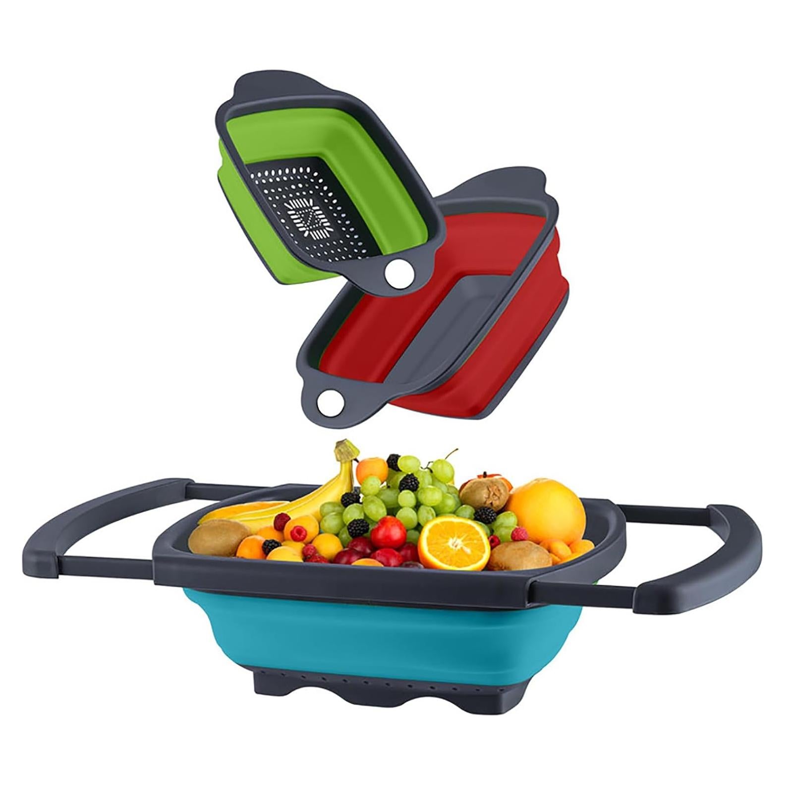 Juego de coladores plegables QiMH de silicona - 3 piezas, 6 cuartos