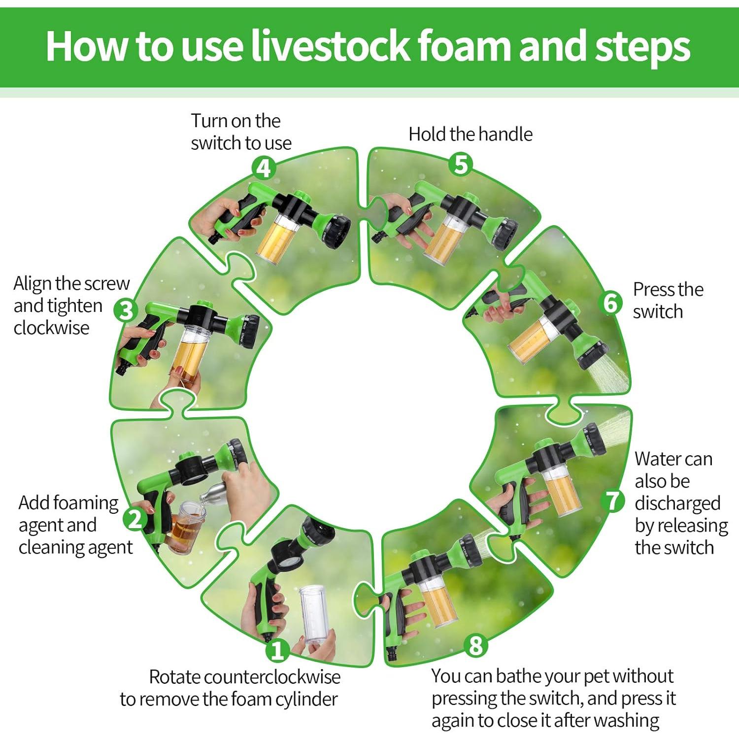 Boquilla de Manguera con Dispensador de Jabón Weewooday Verde