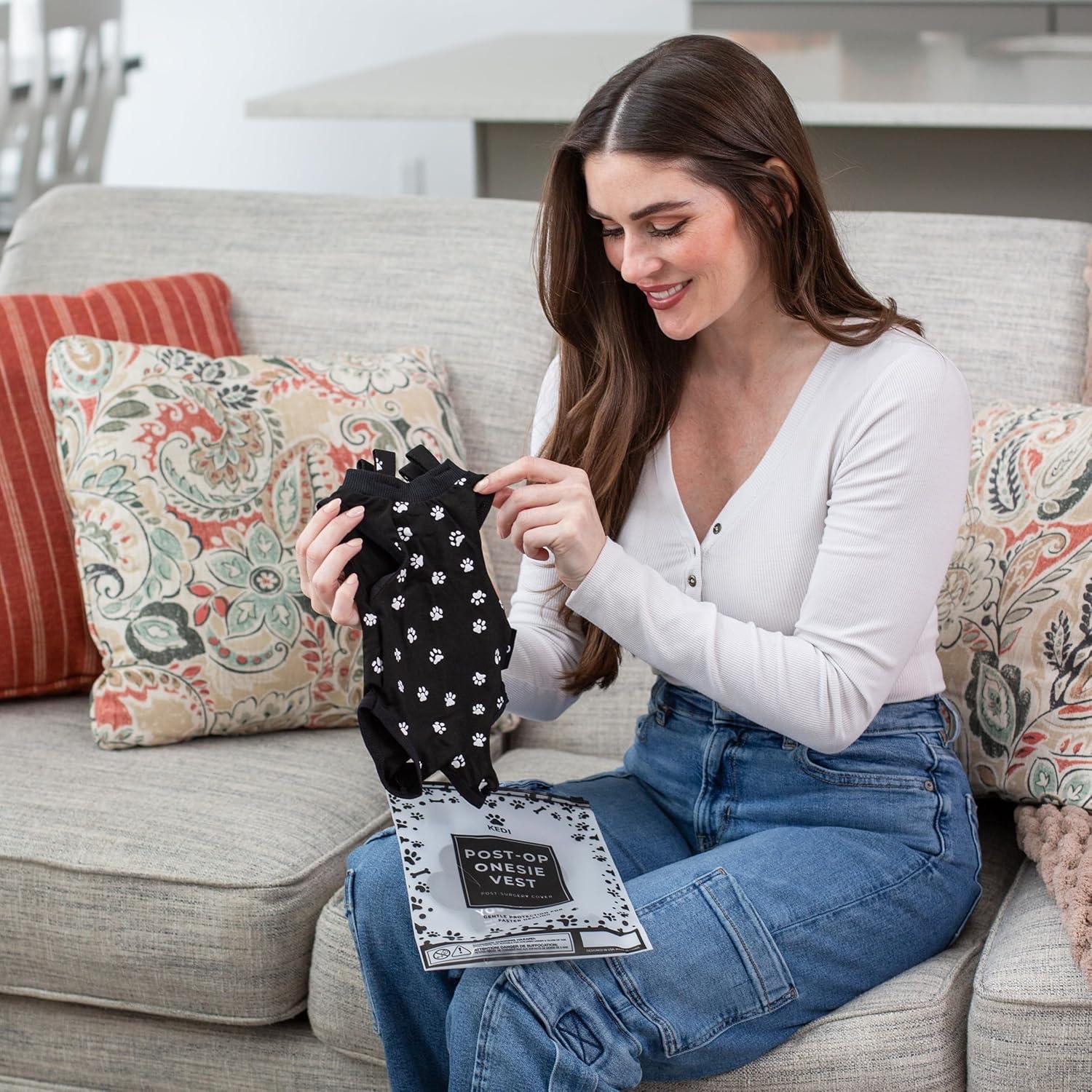 Mono postoperatorio para gatos Kedi Cats negro pequeño