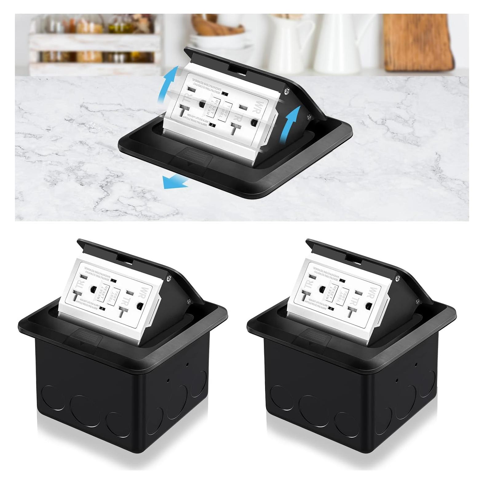 Kit de Enchufe Eléctrico Empotrado Vagueior 20A Negro - 2 Paquete