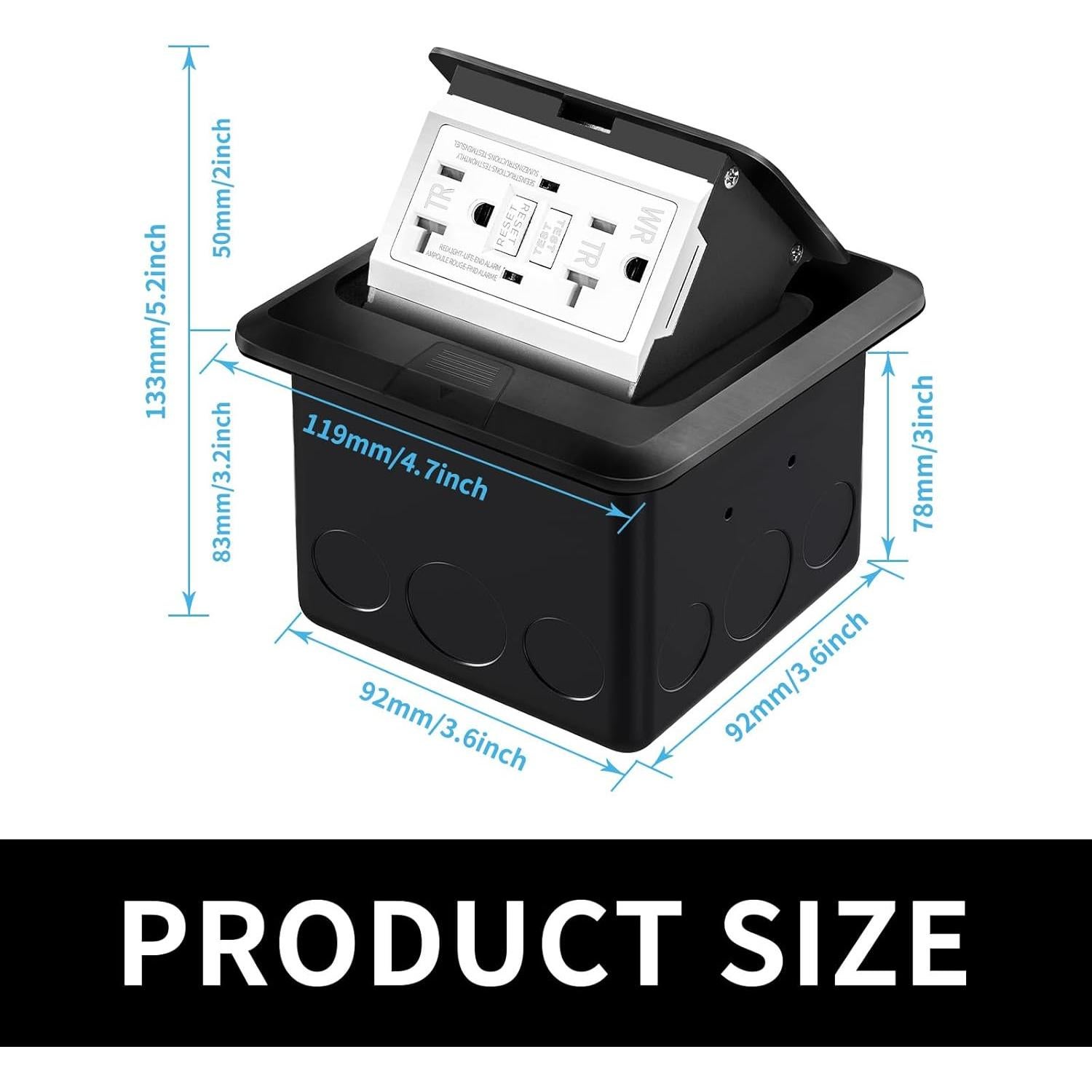 Kit de Enchufe Eléctrico Empotrado Vagueior 20A Negro - 2 Paquete