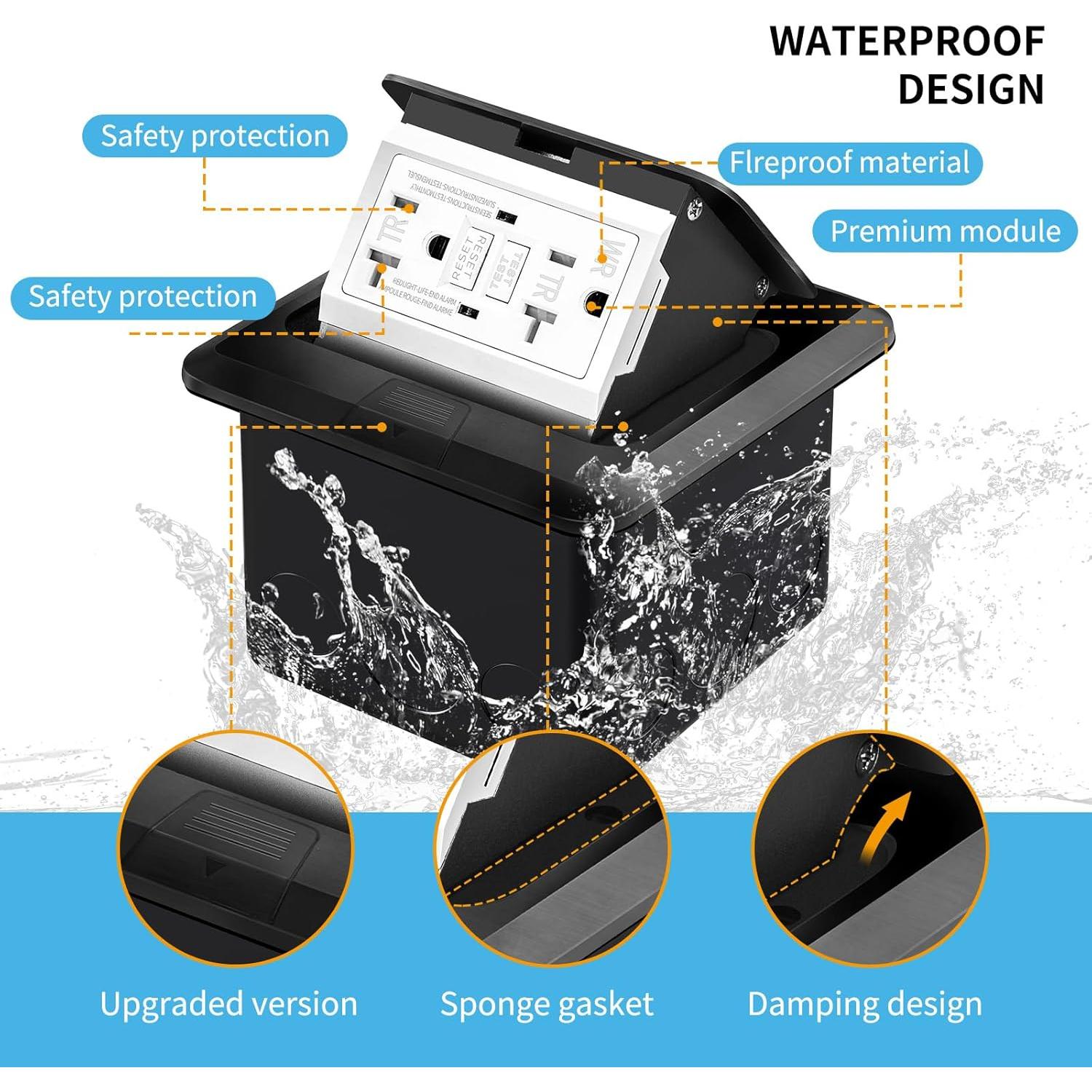 Kit de Enchufe Eléctrico Empotrado Vagueior 20A Negro - 2 Paquete