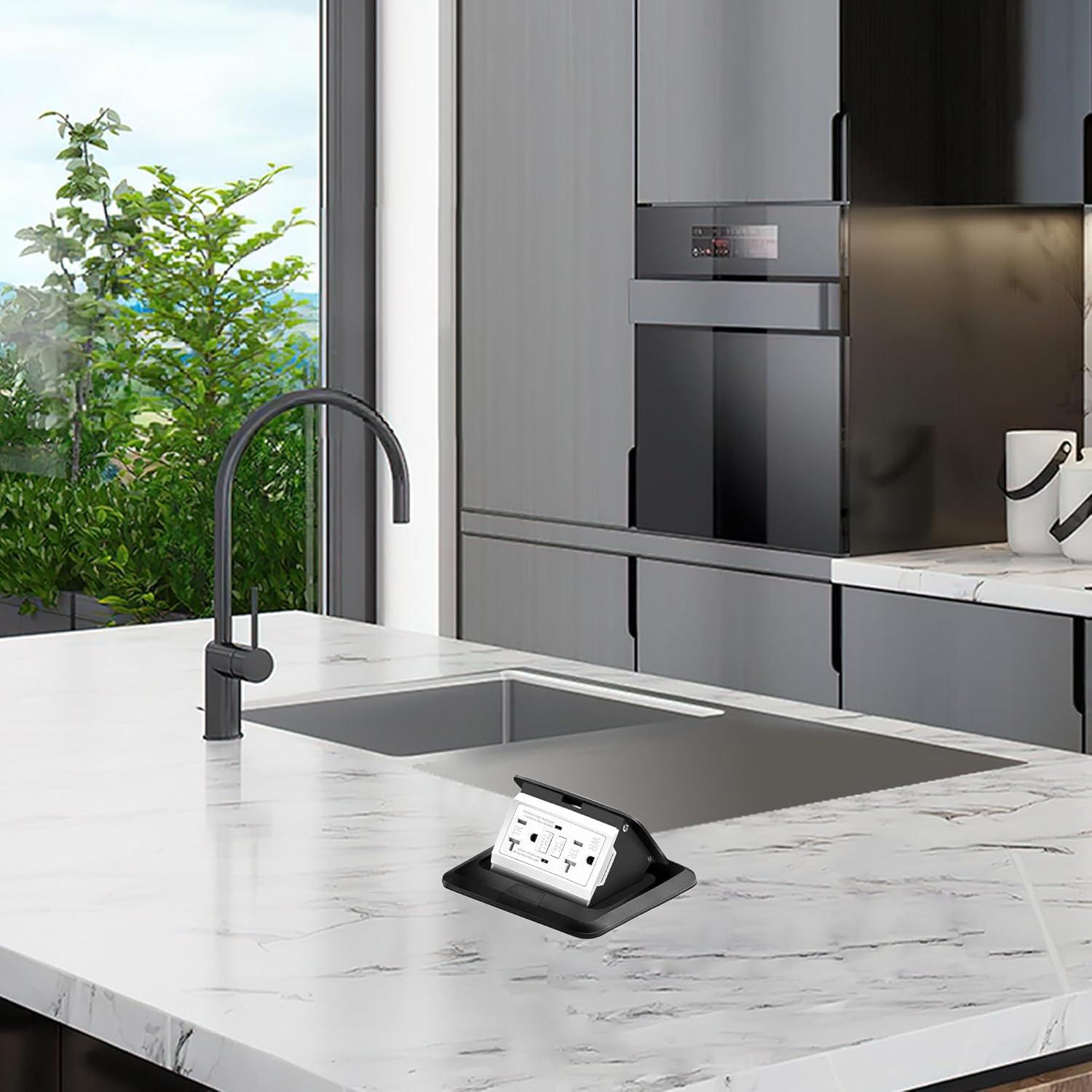 Kit de Enchufe Eléctrico Empotrado Vagueior 20A Negro - 2 Paquete