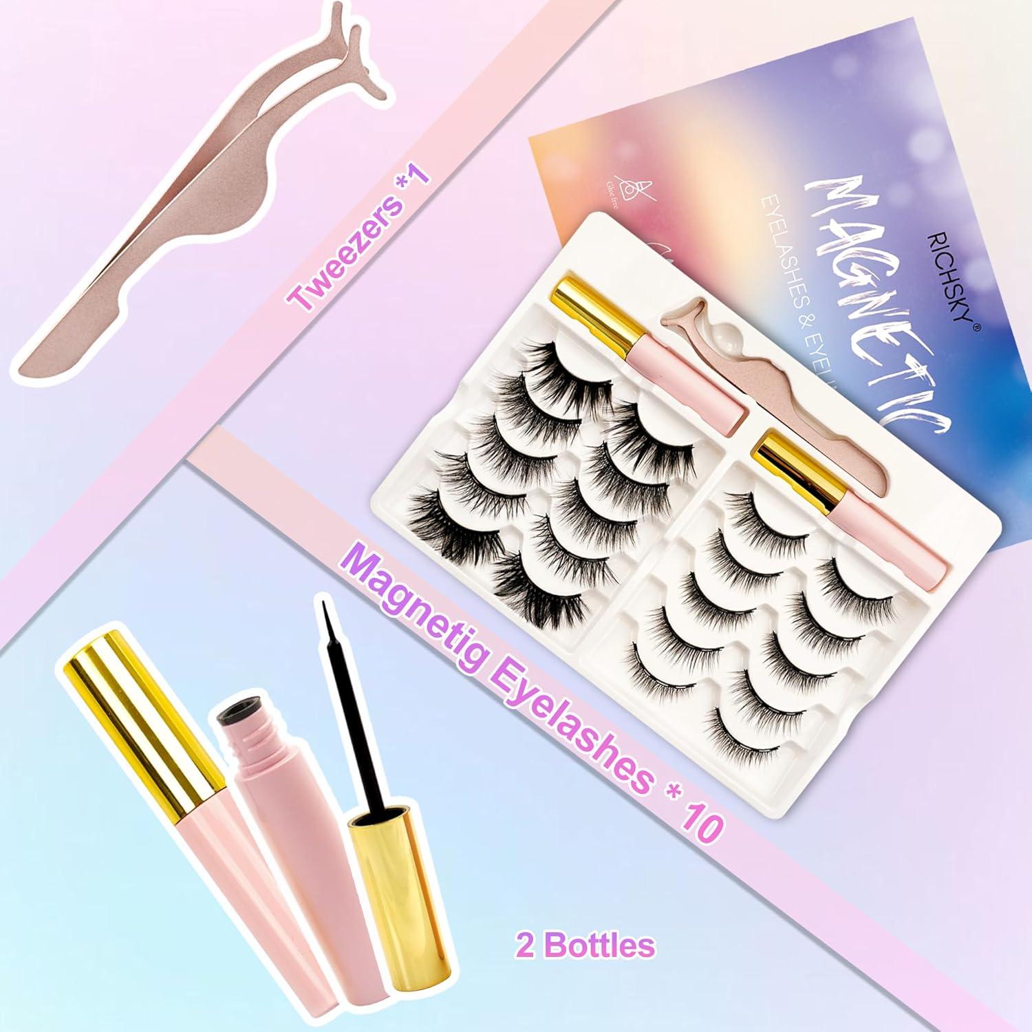 Kit de Pestañas Magnéticas RICHSKY 10 Pares Reutilizables