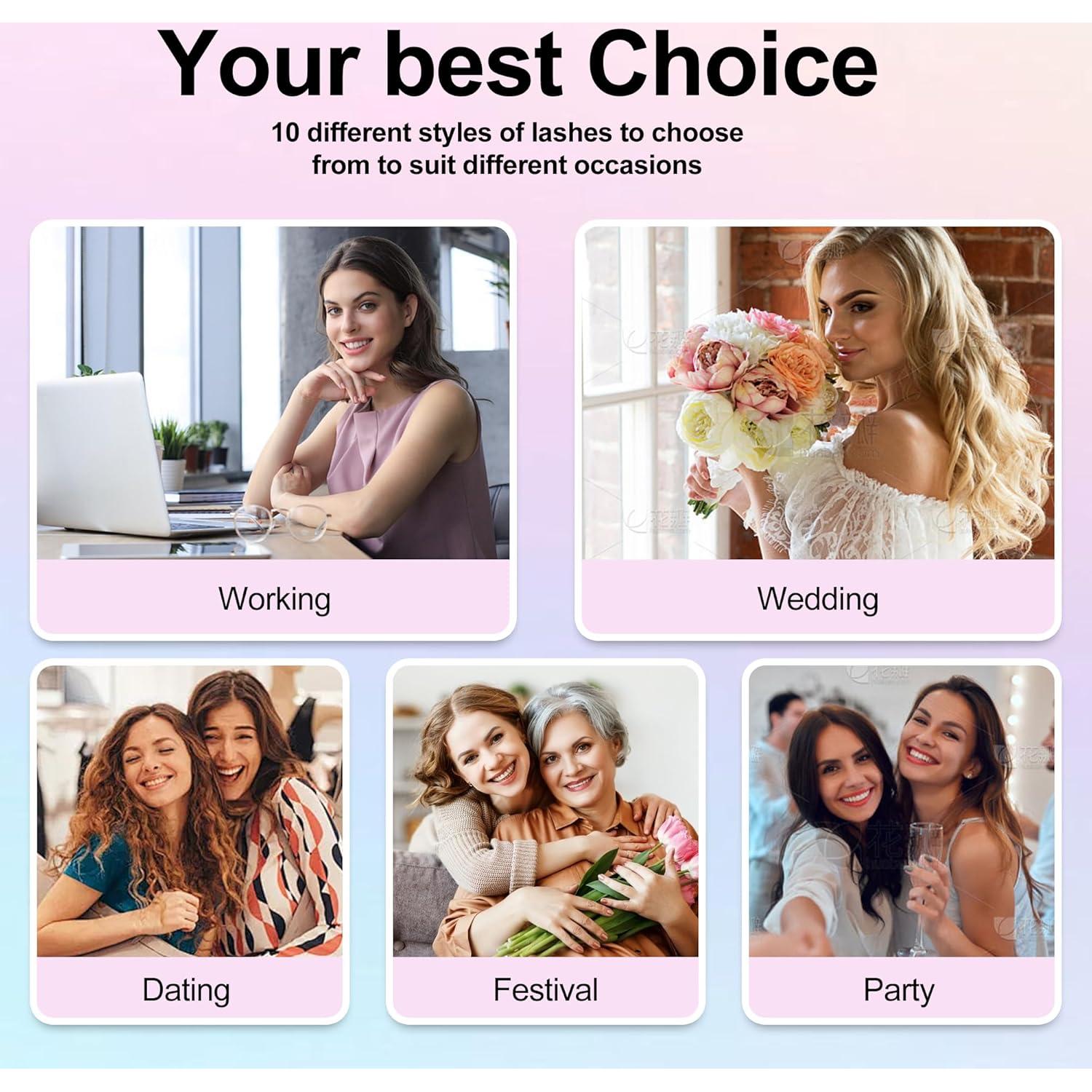 Kit de Pestañas Magnéticas RICHSKY 10 Pares Reutilizables