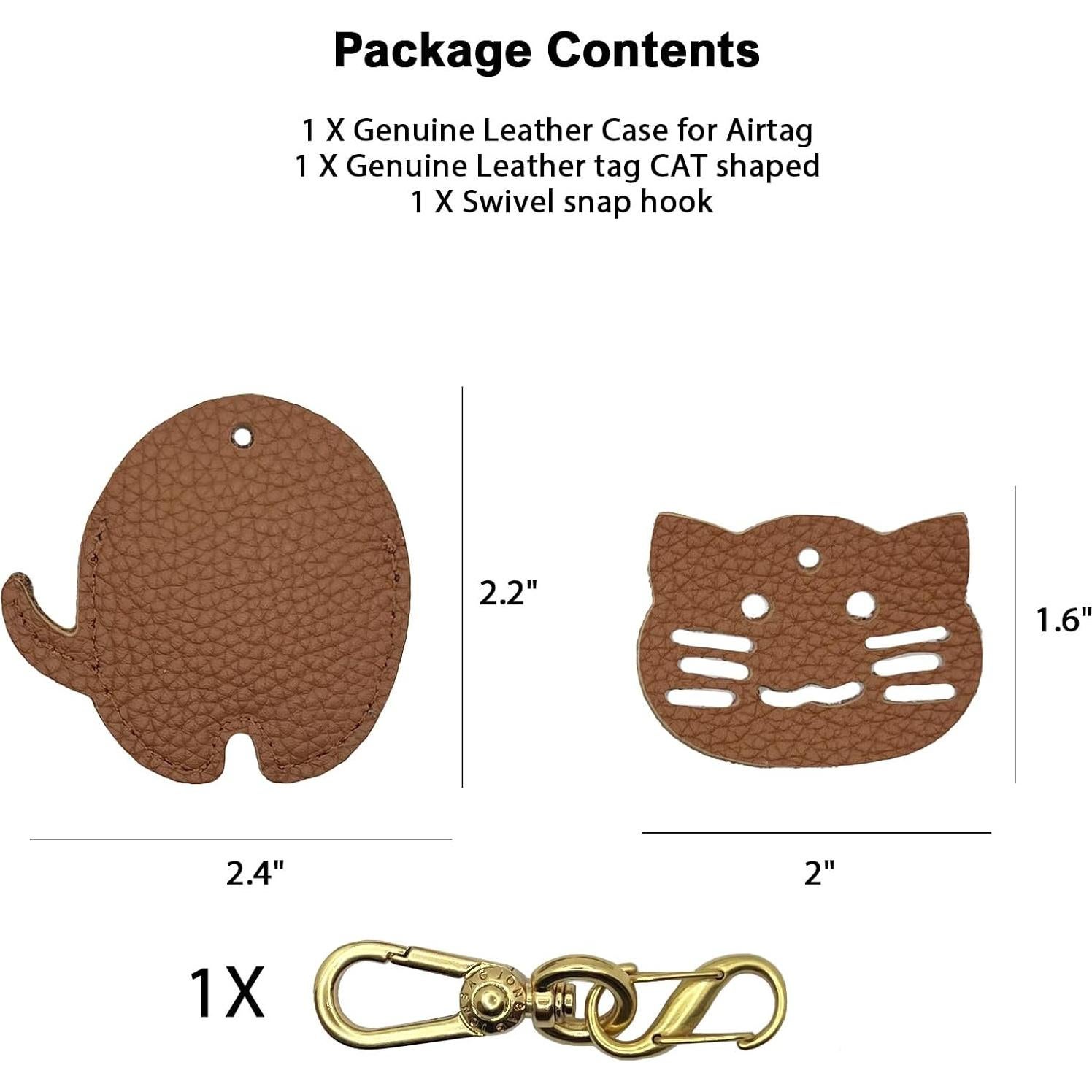 Funda de llavero de cuero Della Stella para AirTag gato