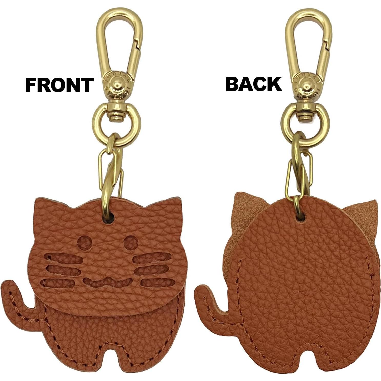 Funda de llavero de cuero Della Stella para AirTag gato