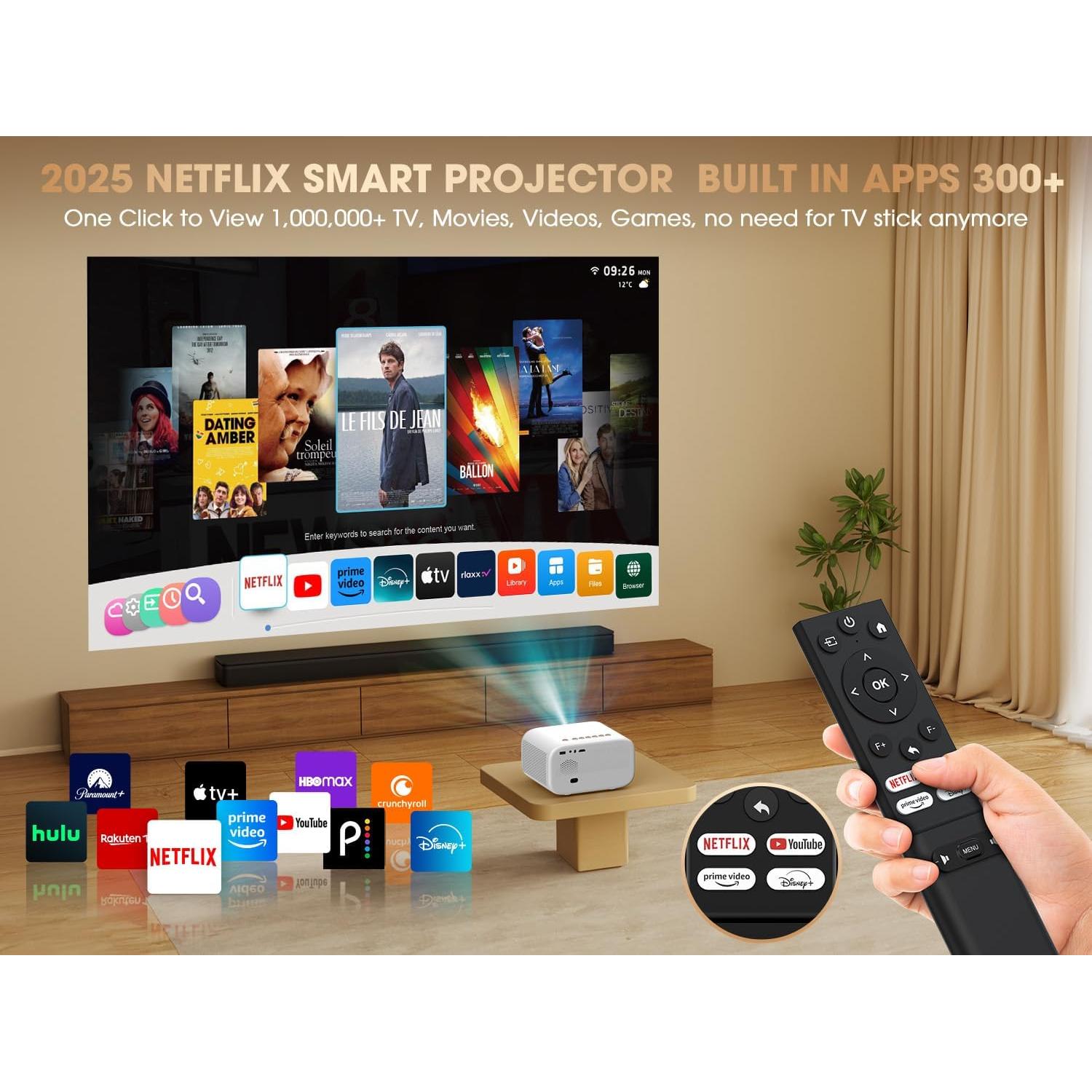 Proyector Inteligente VIZONY E1 Pro 550 Lúmenes 1080P 4K WiFi