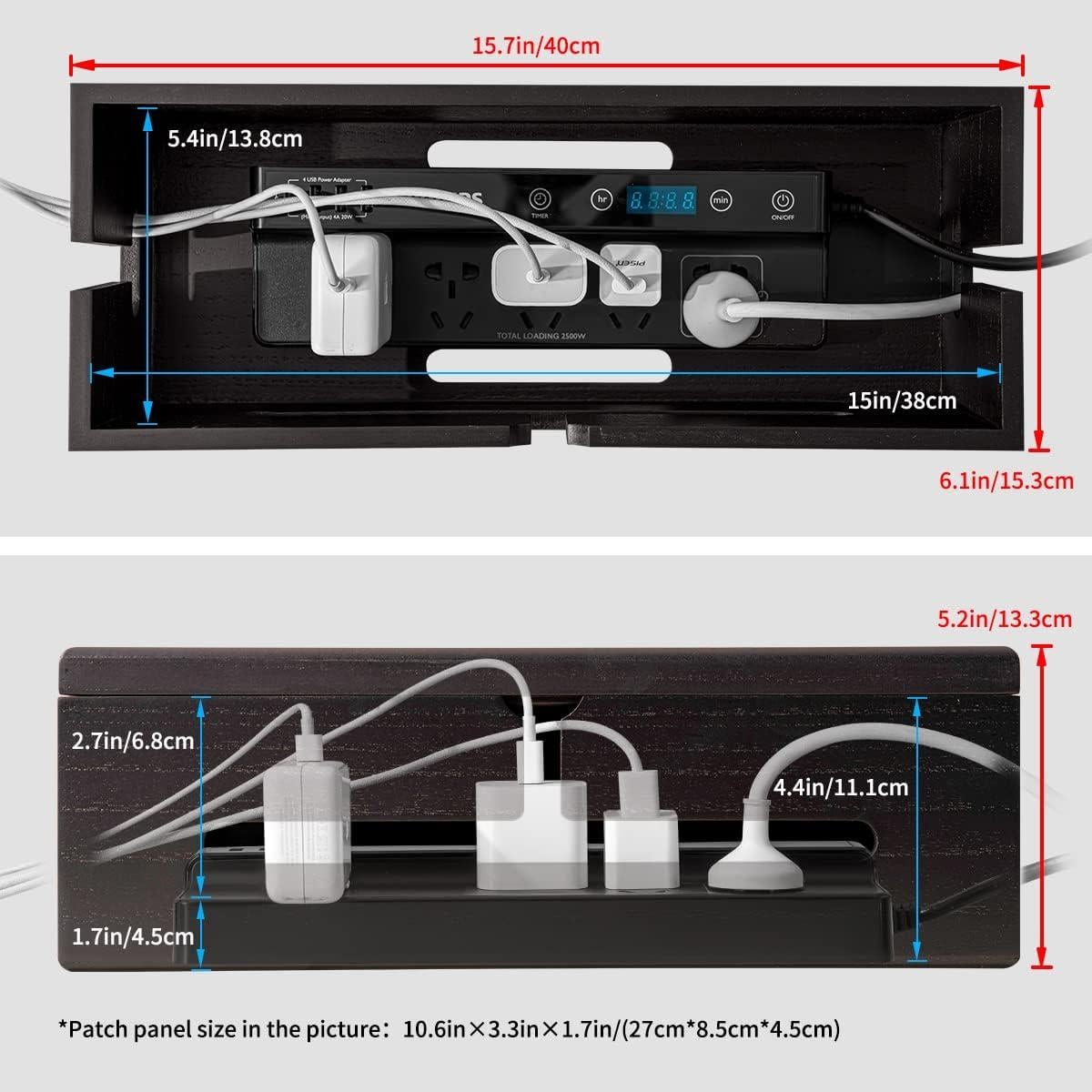 Caja Organizadora de Cables Homebliss Grande - Negro
