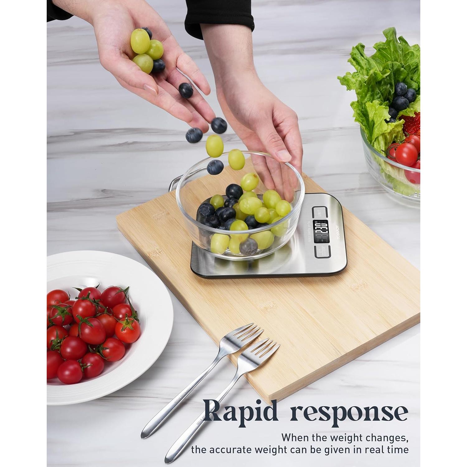 Báscula Digital de Cocina Tcsxady 5kg Acero Inoxidable LCD