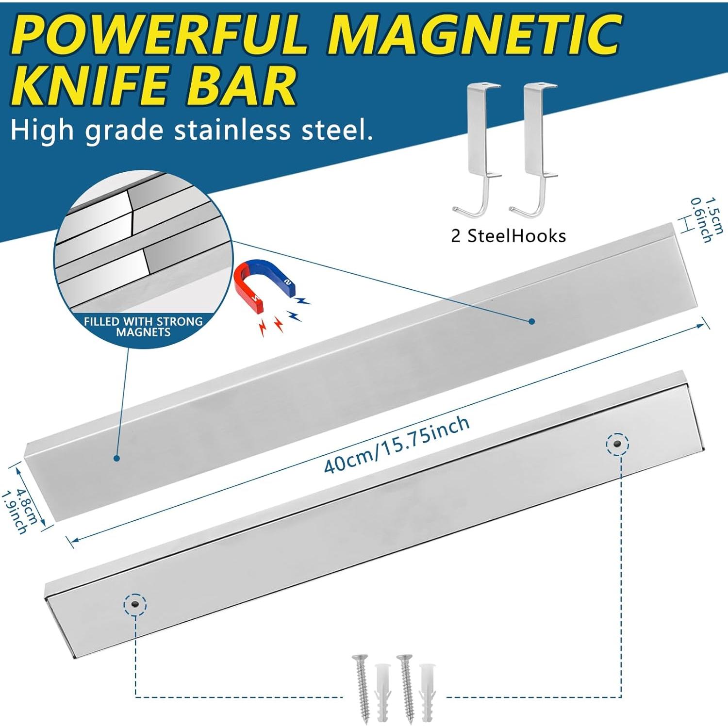 Barra Magnética de Cuchillos 40 cm Acero Inoxidable PENXUA