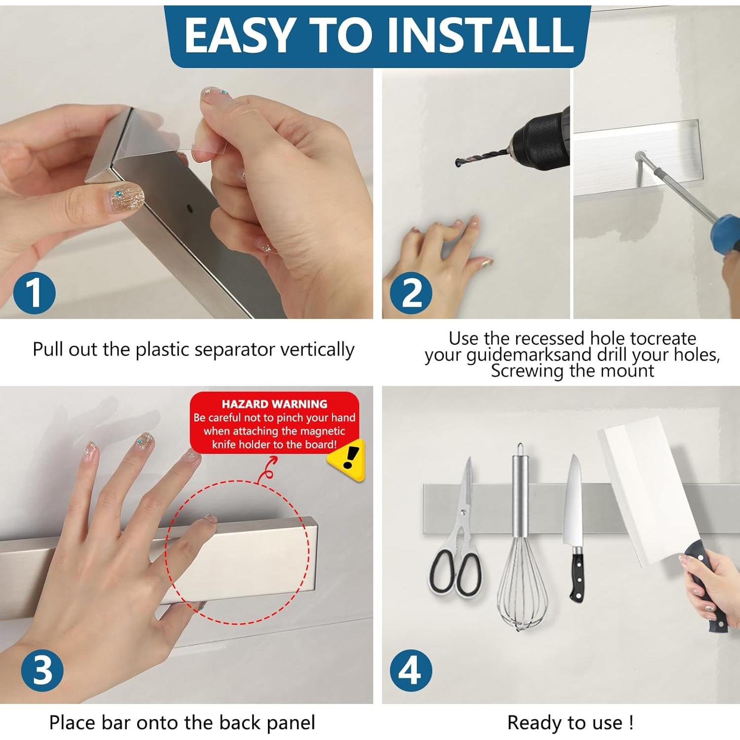 Barra Magnética de Cuchillos 40 cm Acero Inoxidable PENXUA