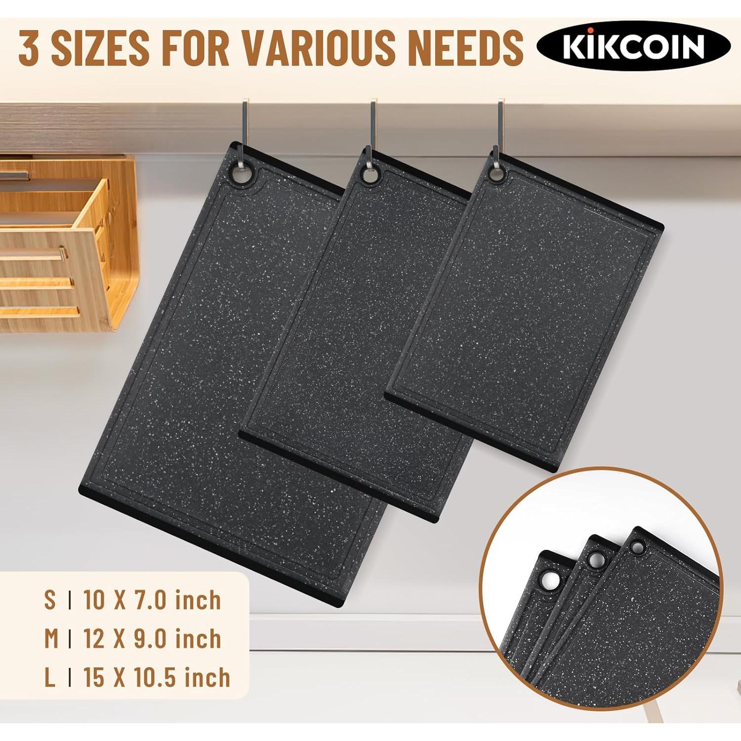 Juego de 3 Tablas de Cortar Antideslizantes Kikcoin 38.1cm