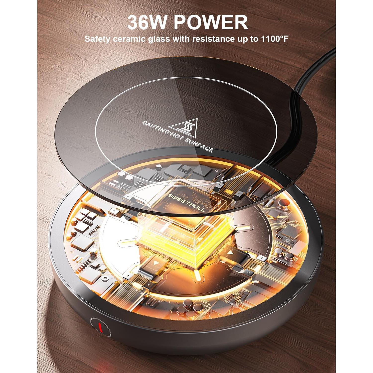 Calentador de Tazas SWEETFULL 36W Negro con 3 Temperaturas