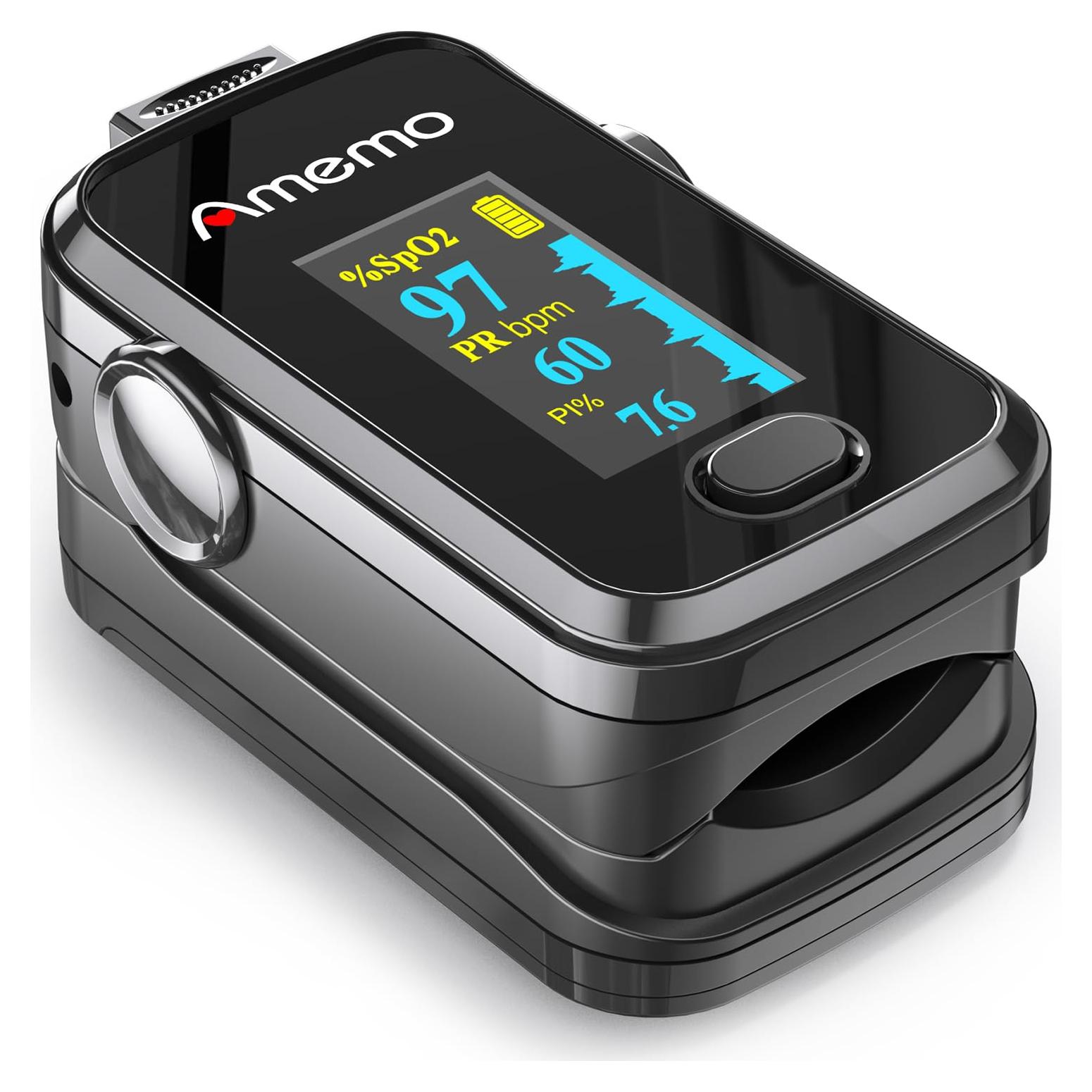 Oxímetro de Pulso Amemo OLED con Estuche y Funda Silicona