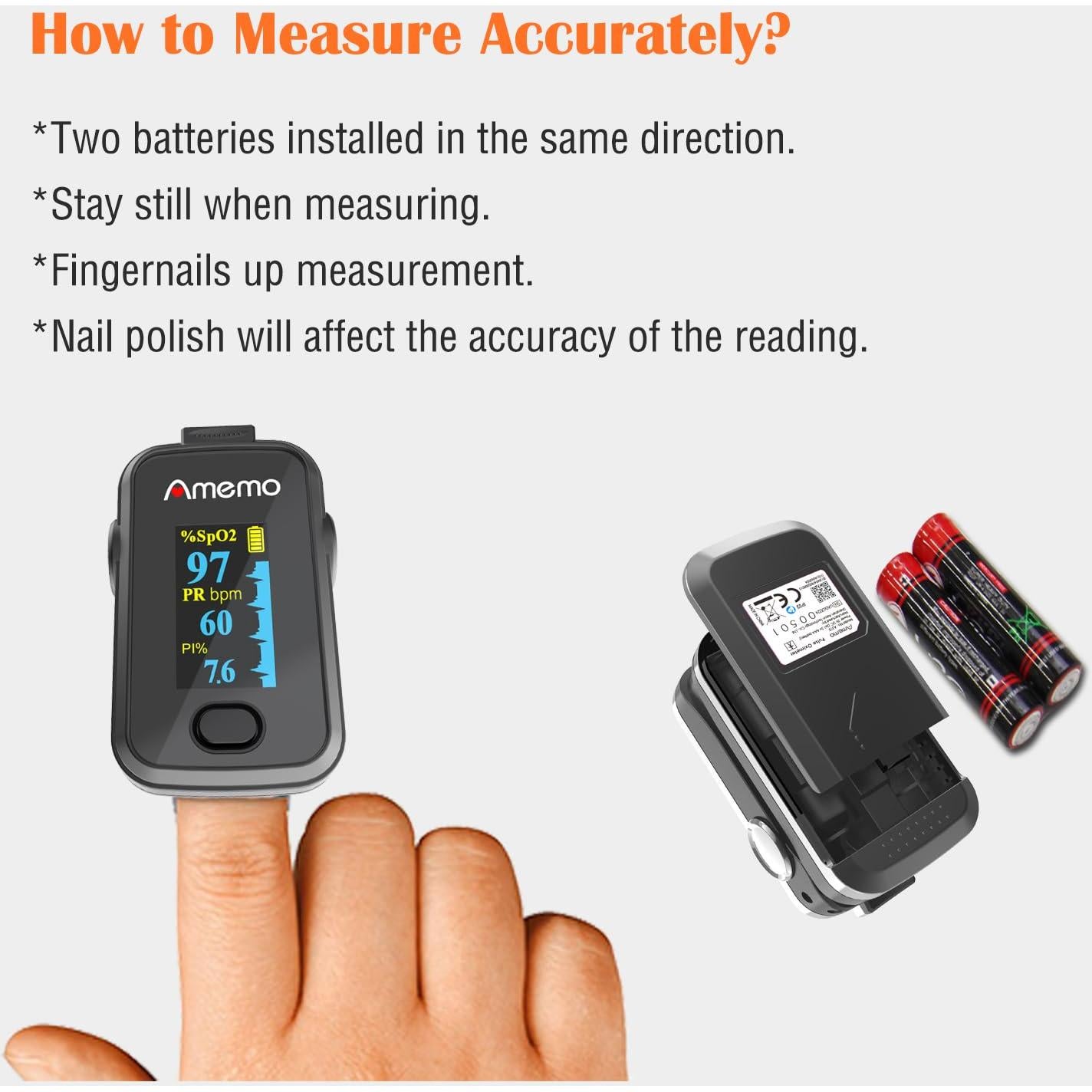 Oxímetro de Pulso Amemo OLED con Estuche y Funda Silicona