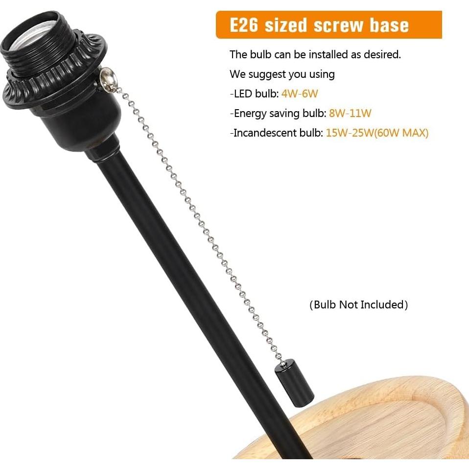 Lámpara de Mesa Moderna CADUKE LR2 con Base de Madera y Pantalla de Lino