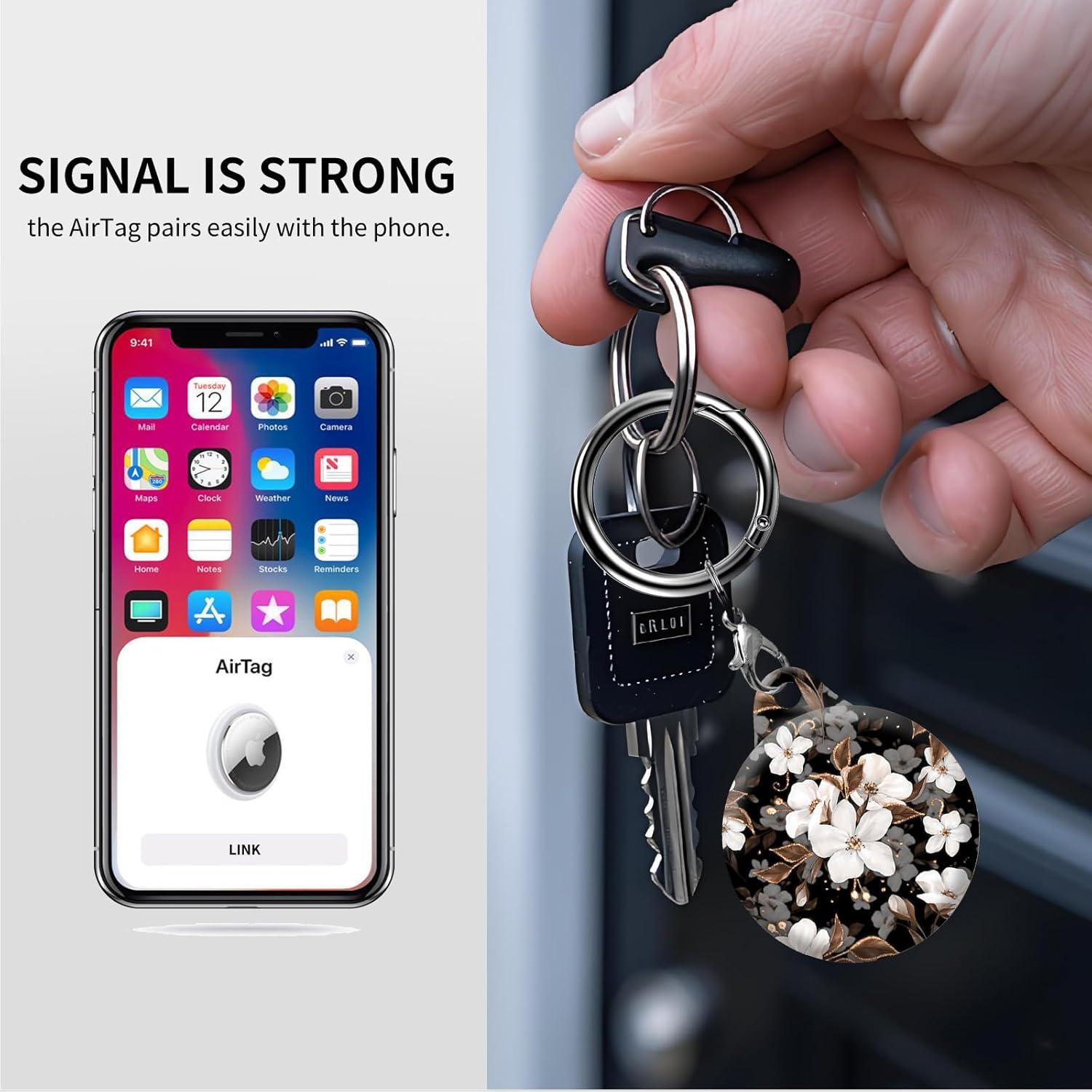 Soporte para AirTag AKPZV con Cubierta Protectora Negra/Dorada