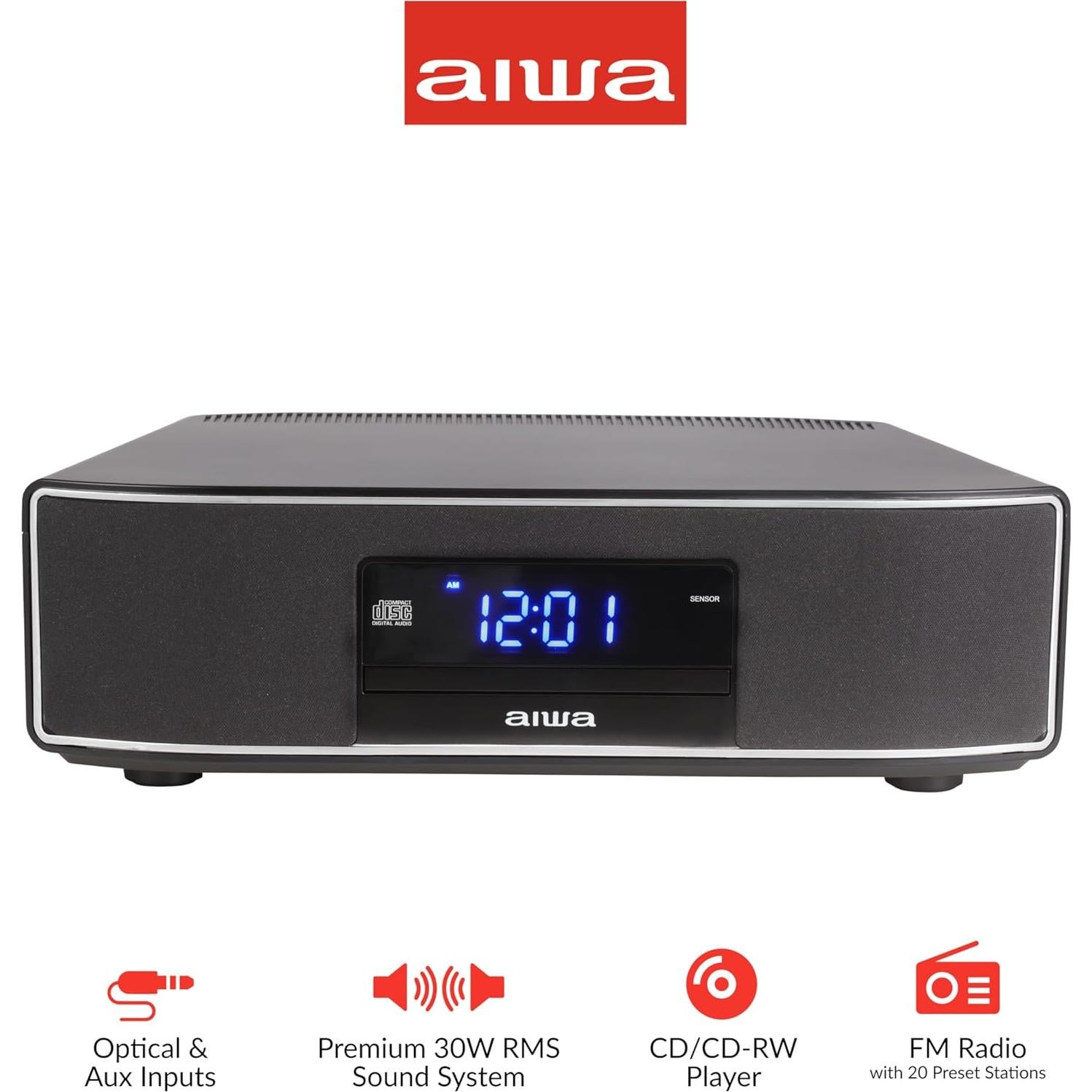 Altavoz AIWA Exos-5 30W RMS Bluetooth CD Radio FM Negro