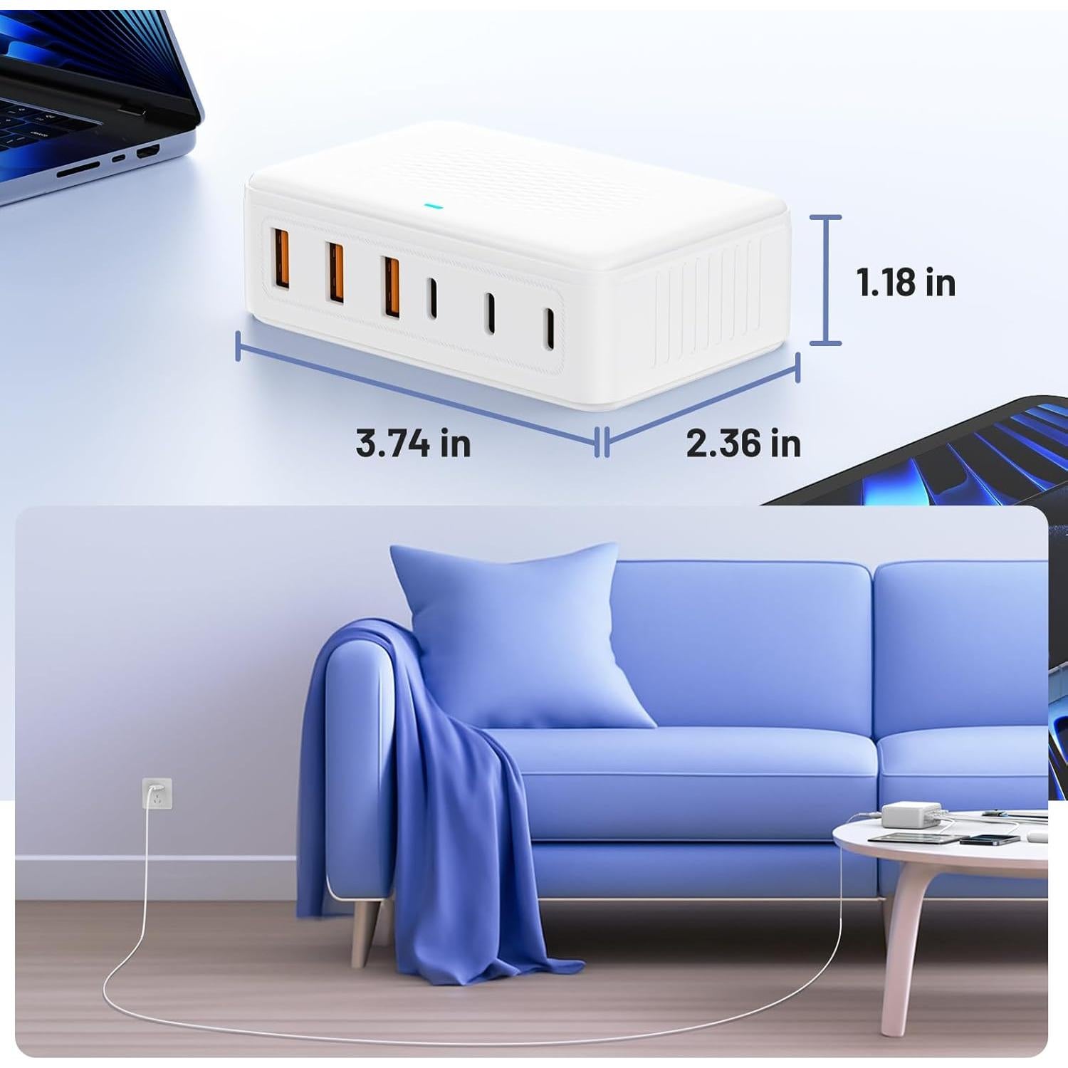 Cargador Rápido USB C 100W 6 Puertos Shenzhen ZYH-J20
