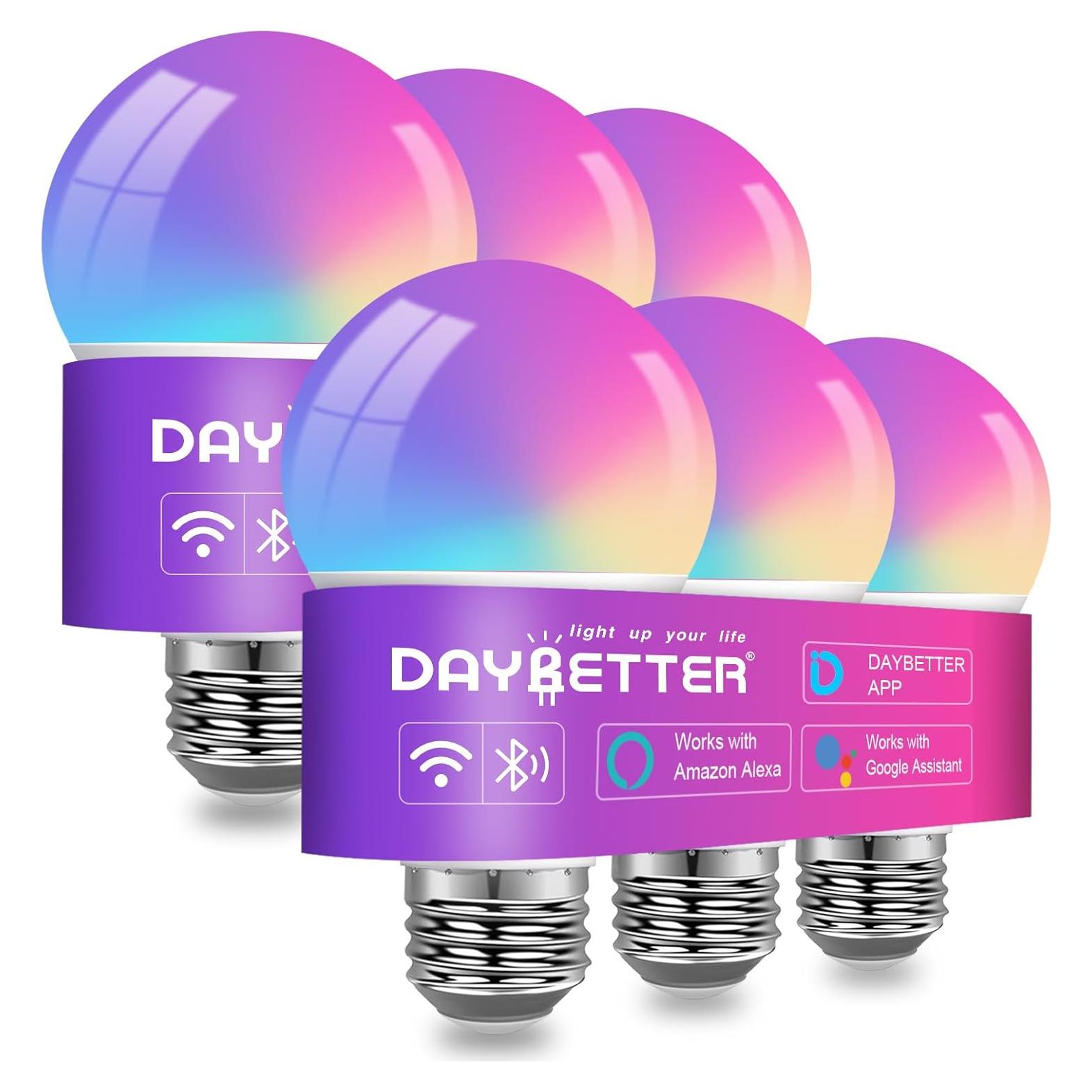 Bombillas Inteligentes DAYBETTER RGB 9W 800LM Paquete de 6