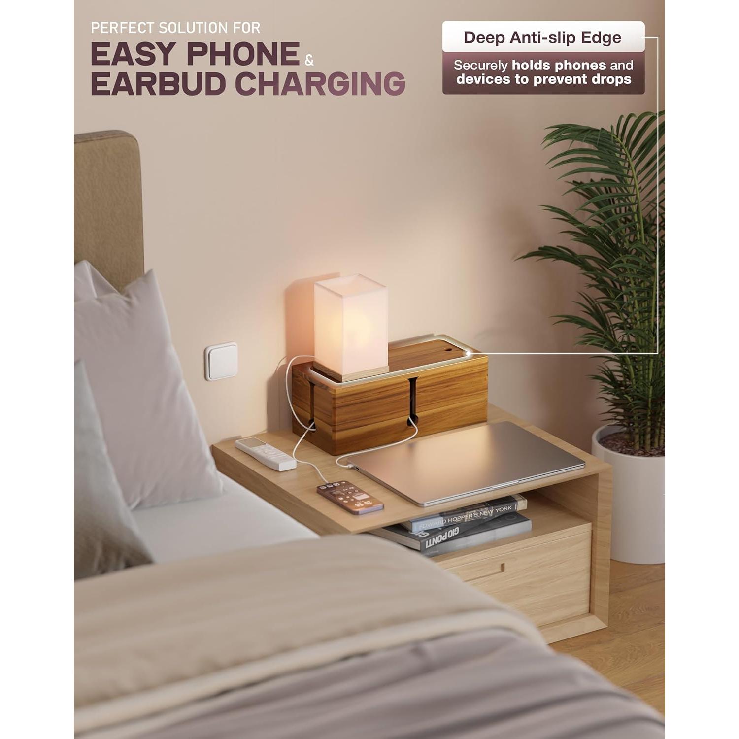 Caja de Gestión de Cables Grande BLUEWEST de Acacia 39.9x15.5cm