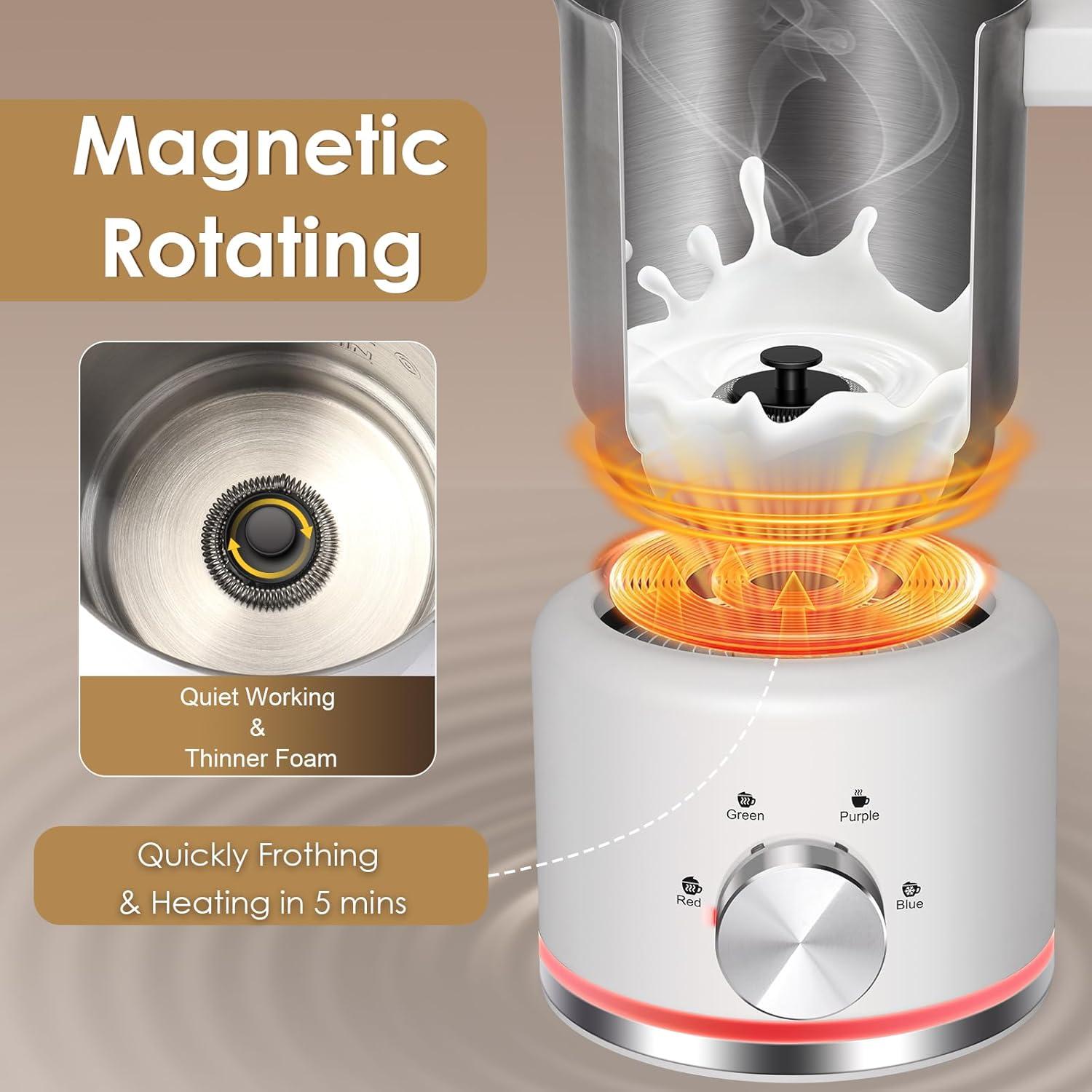 Espumador de Leche Eléctrico ByNaRIX 500 ml 4 en 1 Blanco