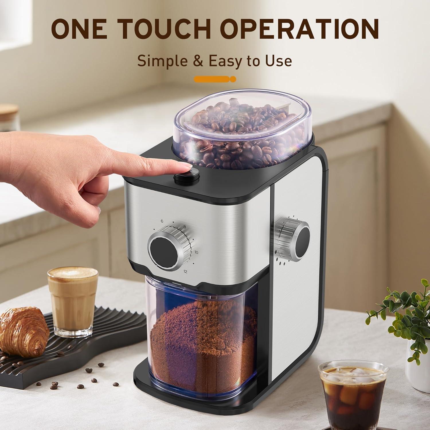 Molino de Café Eléctrico Ollygrin 2-12 Tazas Acero Inoxidable