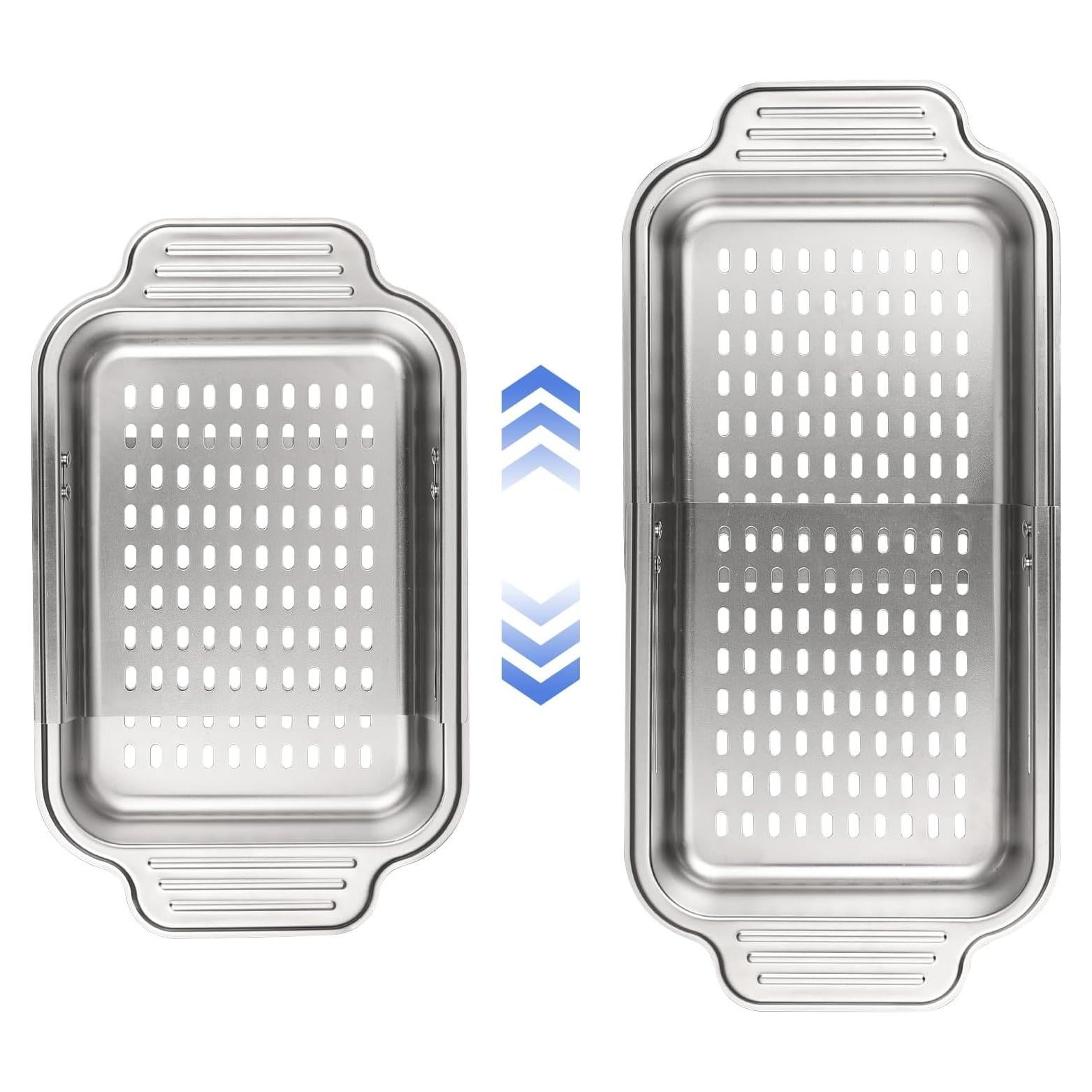 Colador de acero inoxidable GyssTotr extensible para fregadero 34.3-43.2 cm