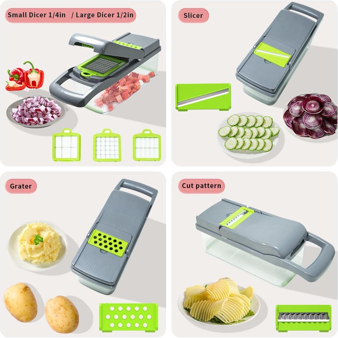 Picadora de Verduras Wepikk con Cuchillas de Acero Inoxidable