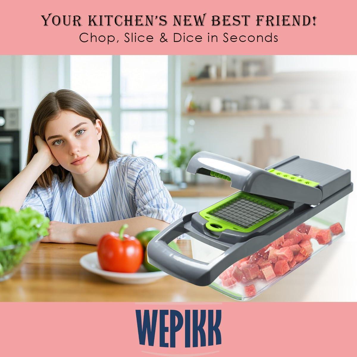 Picadora de Verduras Wepikk con Cuchillas de Acero Inoxidable