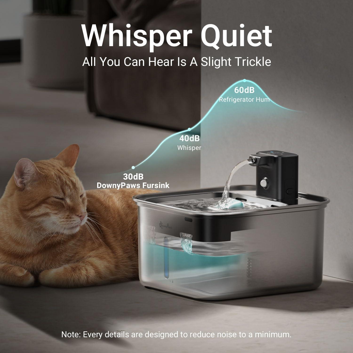 Fuente de Agua Inalámbrica DownyPaws 3L Acero Inoxidable