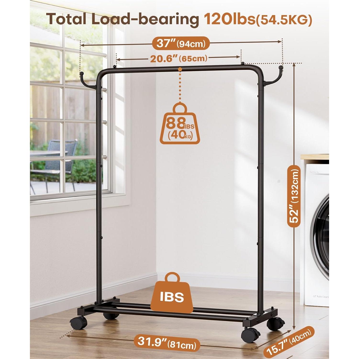 Perchero de Ropa Homde 81cm Alta Resistencia 54kg Negro