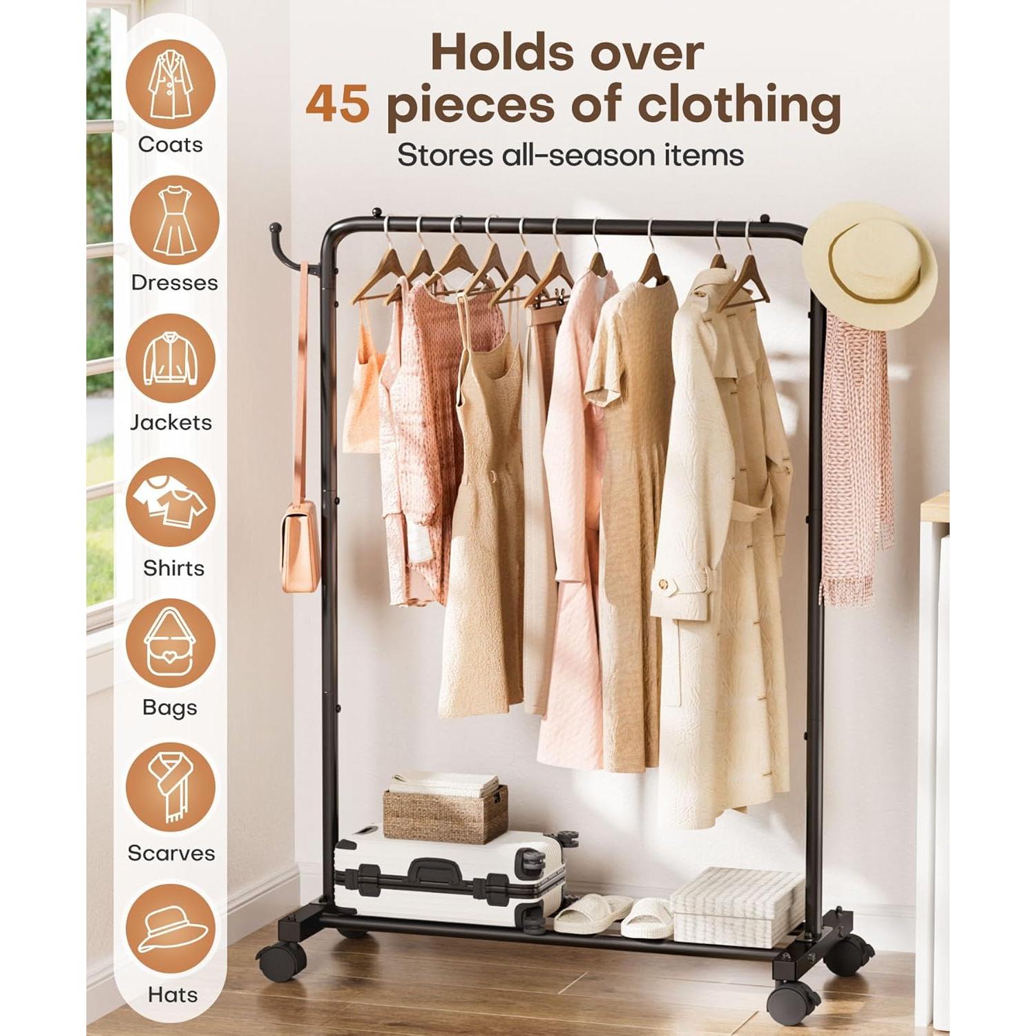 Perchero de Ropa Homde 81cm Alta Resistencia 54kg Negro