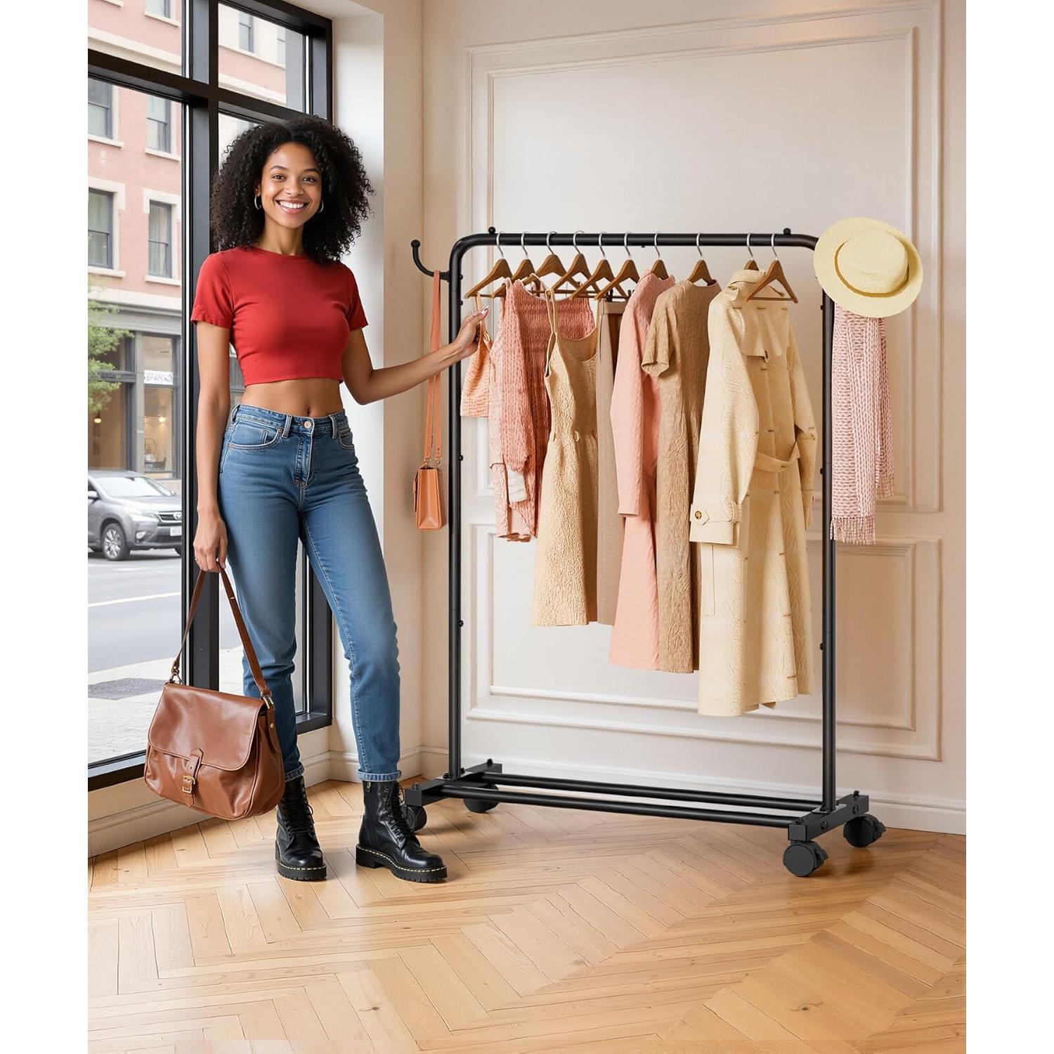 Perchero de Ropa Homde 81cm Alta Resistencia 54kg Negro