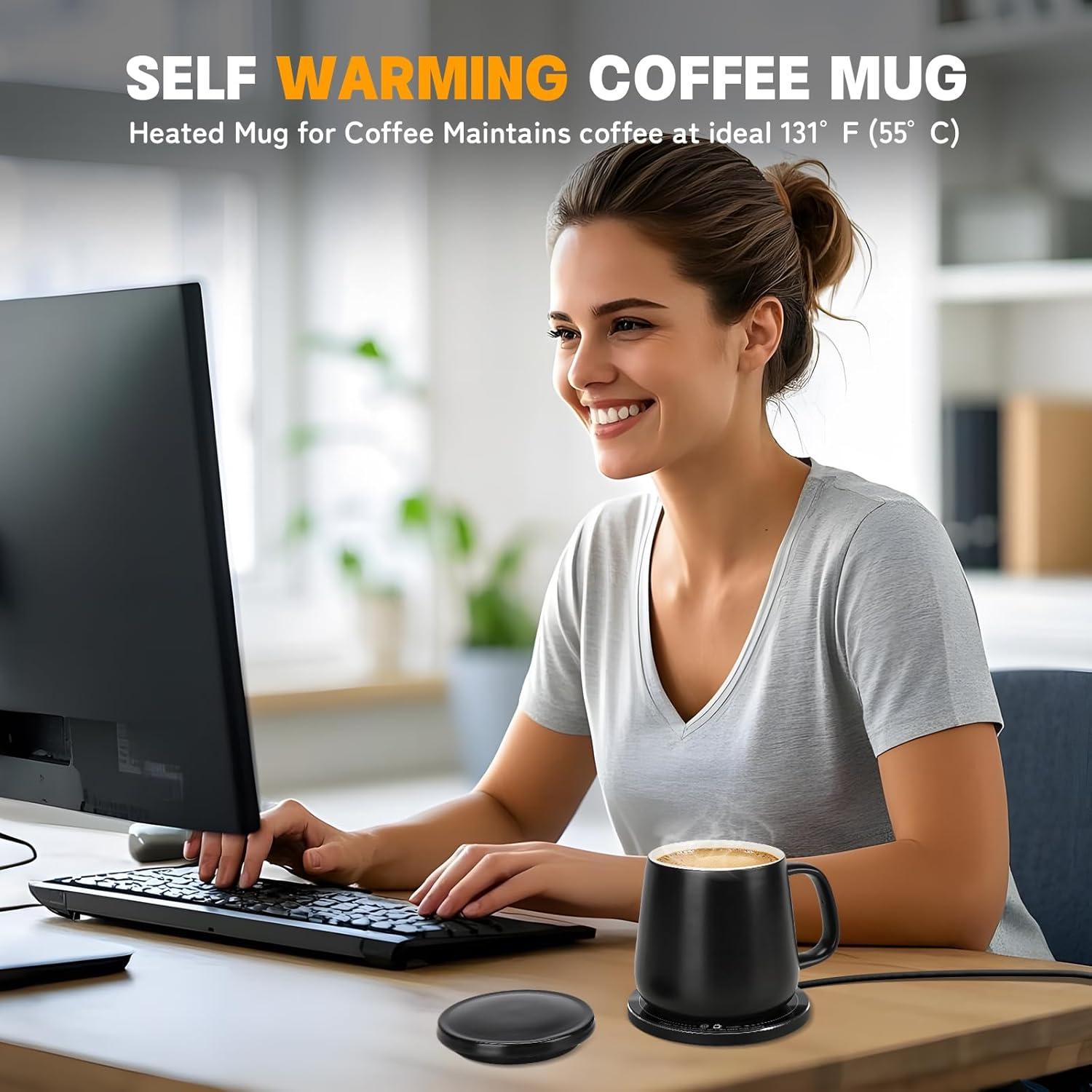 Taza Cerámica Inteligente USB 355ml Calentamiento 55°C Negro