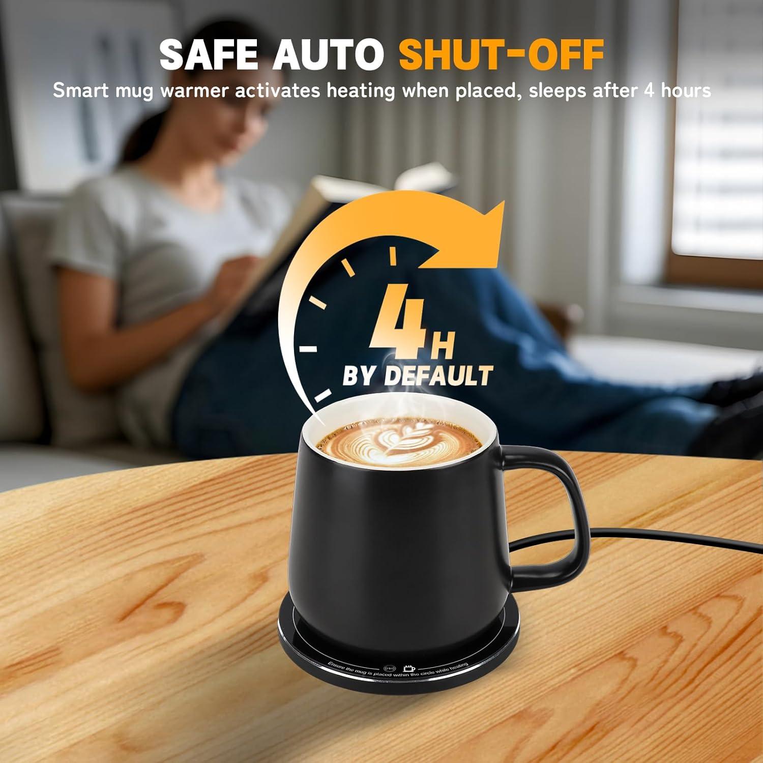 Taza Cerámica Inteligente USB 355ml Calentamiento 55°C Negro