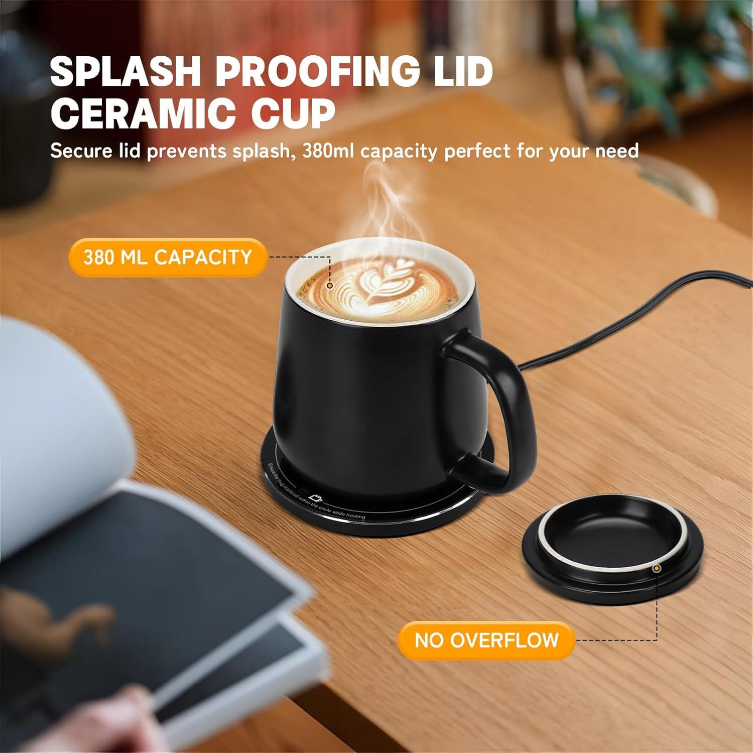 Taza Cerámica Inteligente USB 355ml Calentamiento 55°C Negro