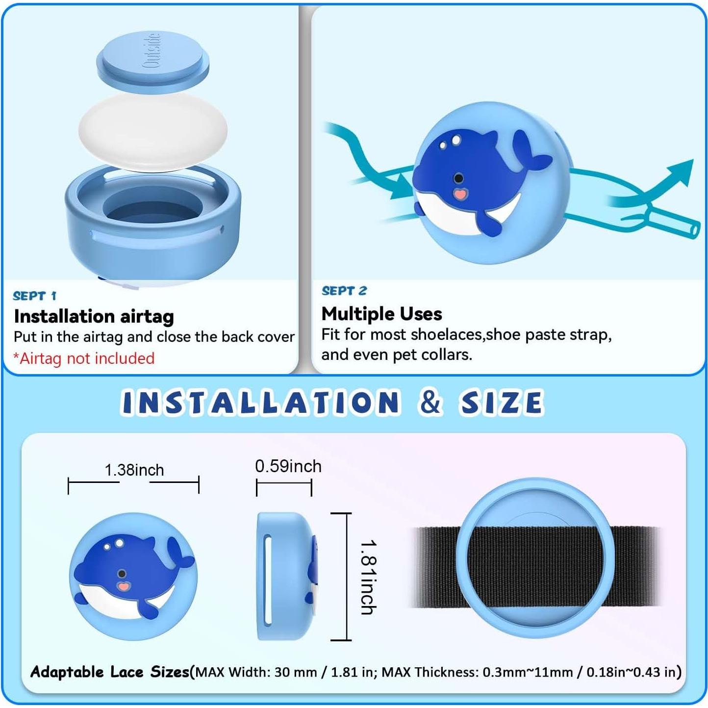 Soporte de Zapatos AirTag BIQIRE 2 Paquete Azul y Rosa