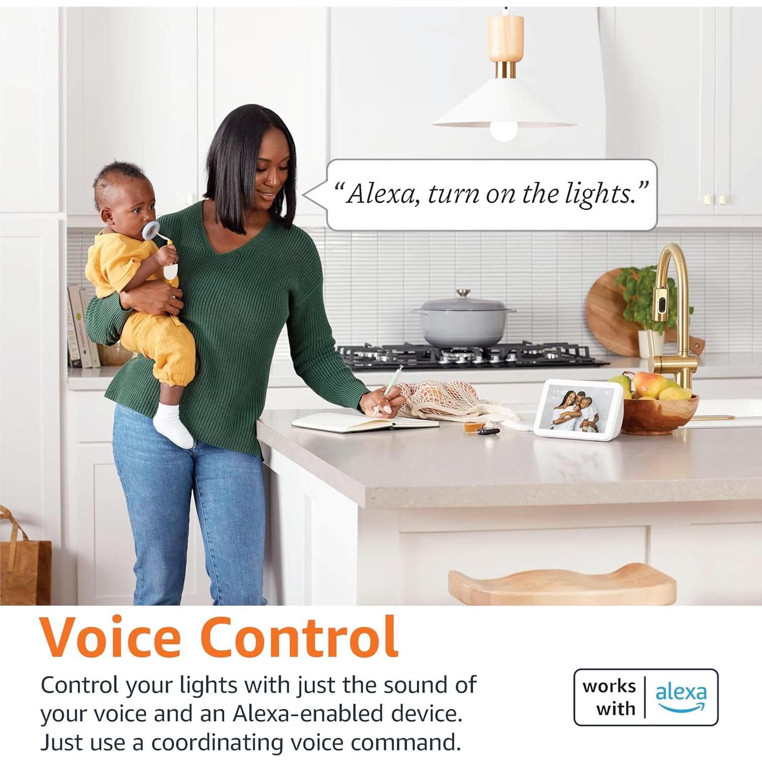 Bombilla LED A19 inteligente Amazon Basics 9W regulable blanco suave