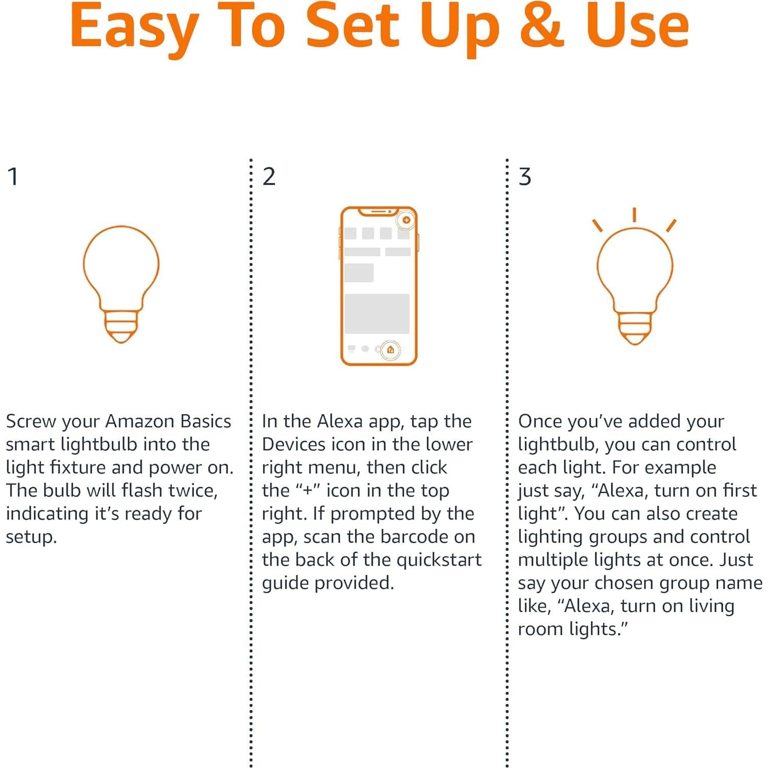 Bombilla LED A19 inteligente Amazon Basics 9W regulable blanco suave